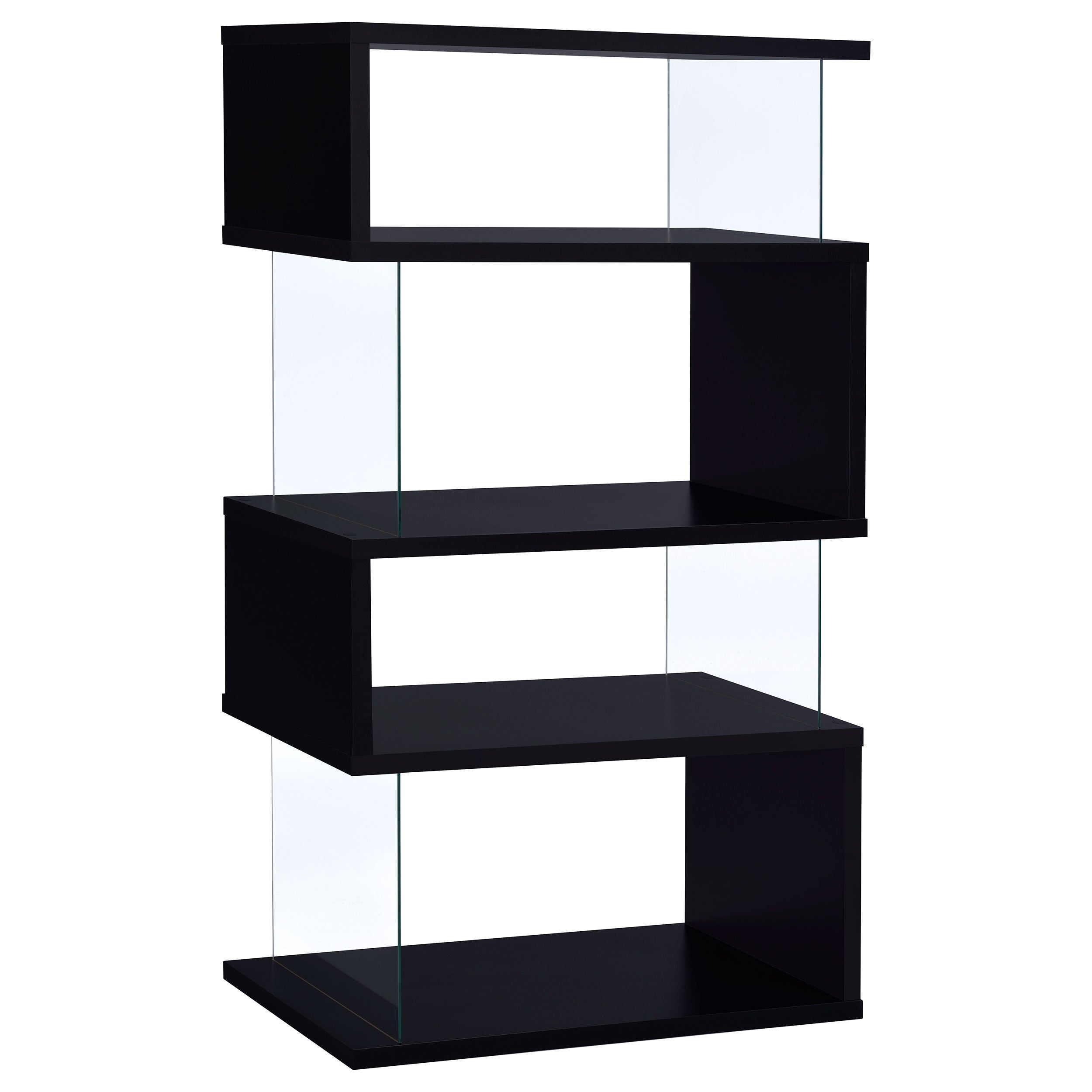 Emelle 63-inch 4-shelf Glass Panel Bookshelf Black-CoasterEveryday