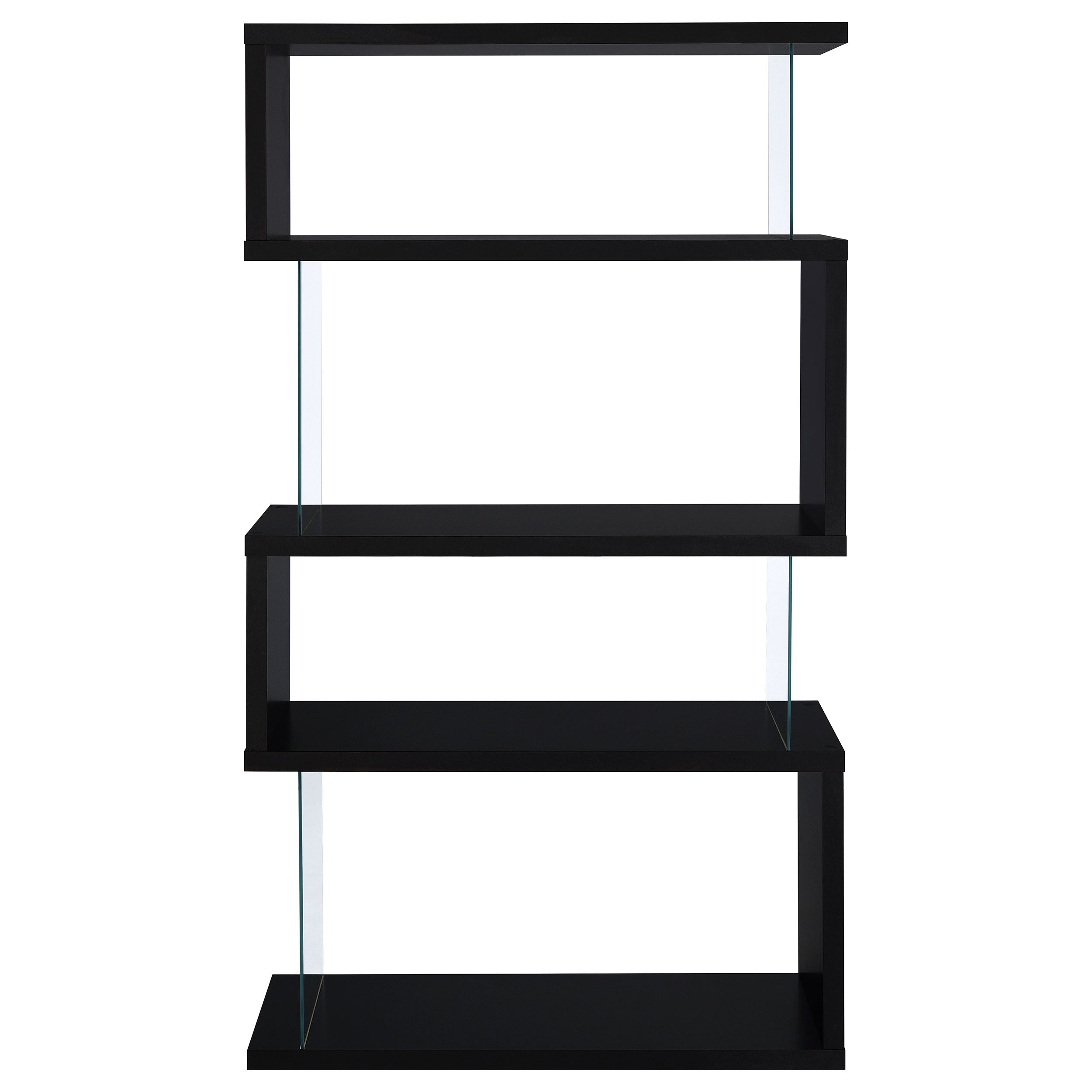 Emelle 63-inch 4-shelf Glass Panel Bookshelf Black-CoasterEveryday