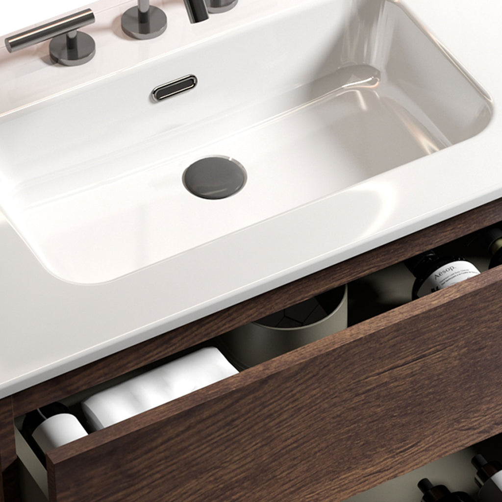 TIA 36-Inch Bathroom Vanity with Ceramic Sink, Walnut