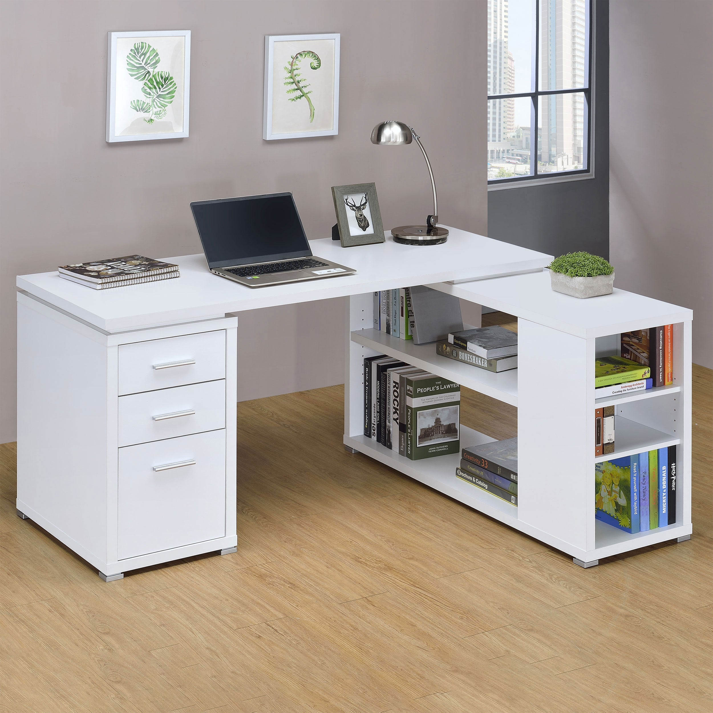 Yvette 60-inch 3-drawer L-Shape Computer Desk White-CoasterEveryday