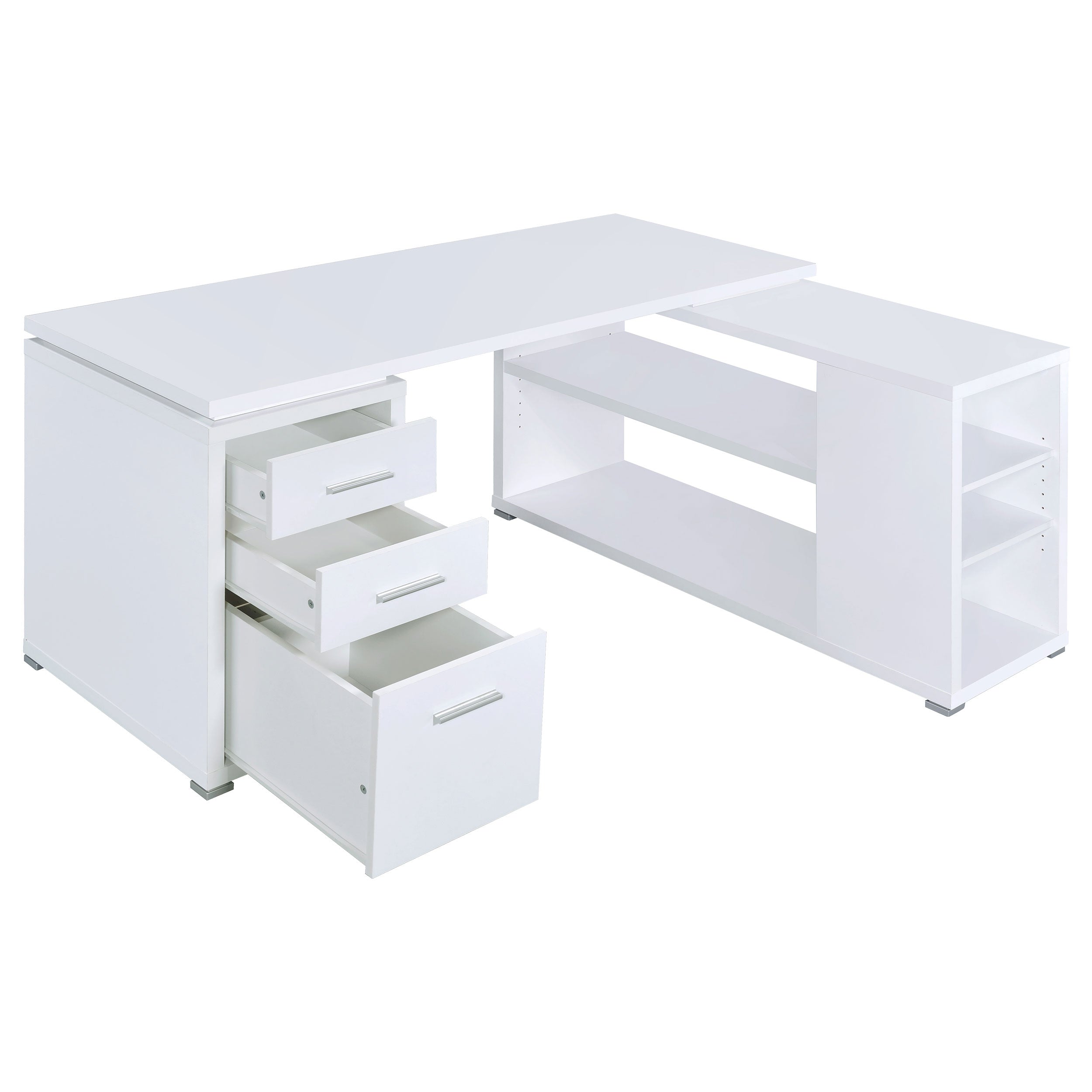 Yvette 60-inch 3-drawer L-Shape Computer Desk White-CoasterEveryday