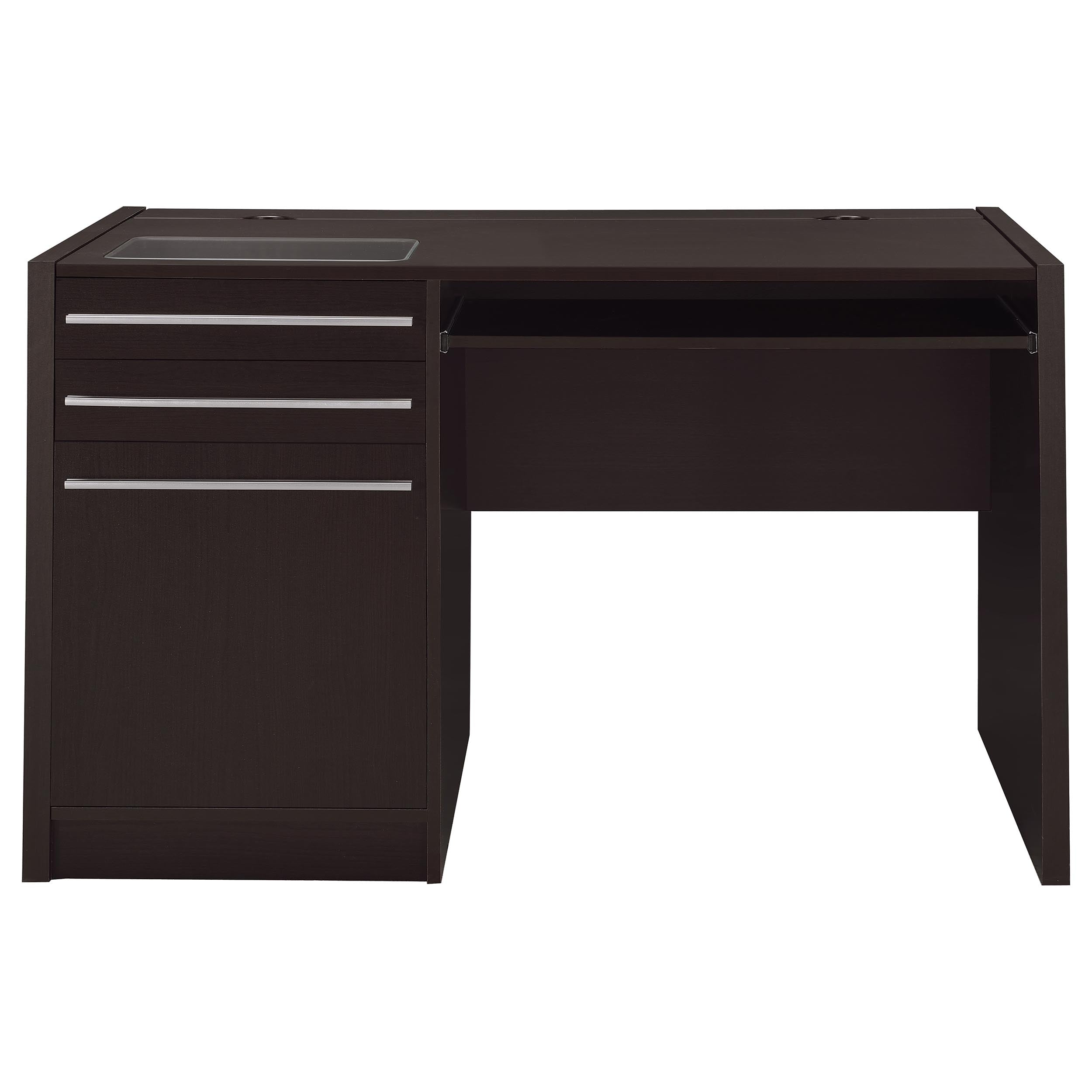 Halston 47-inch 2-drawer Office Desk with Cabinet Cappuccino-CoasterEveryday