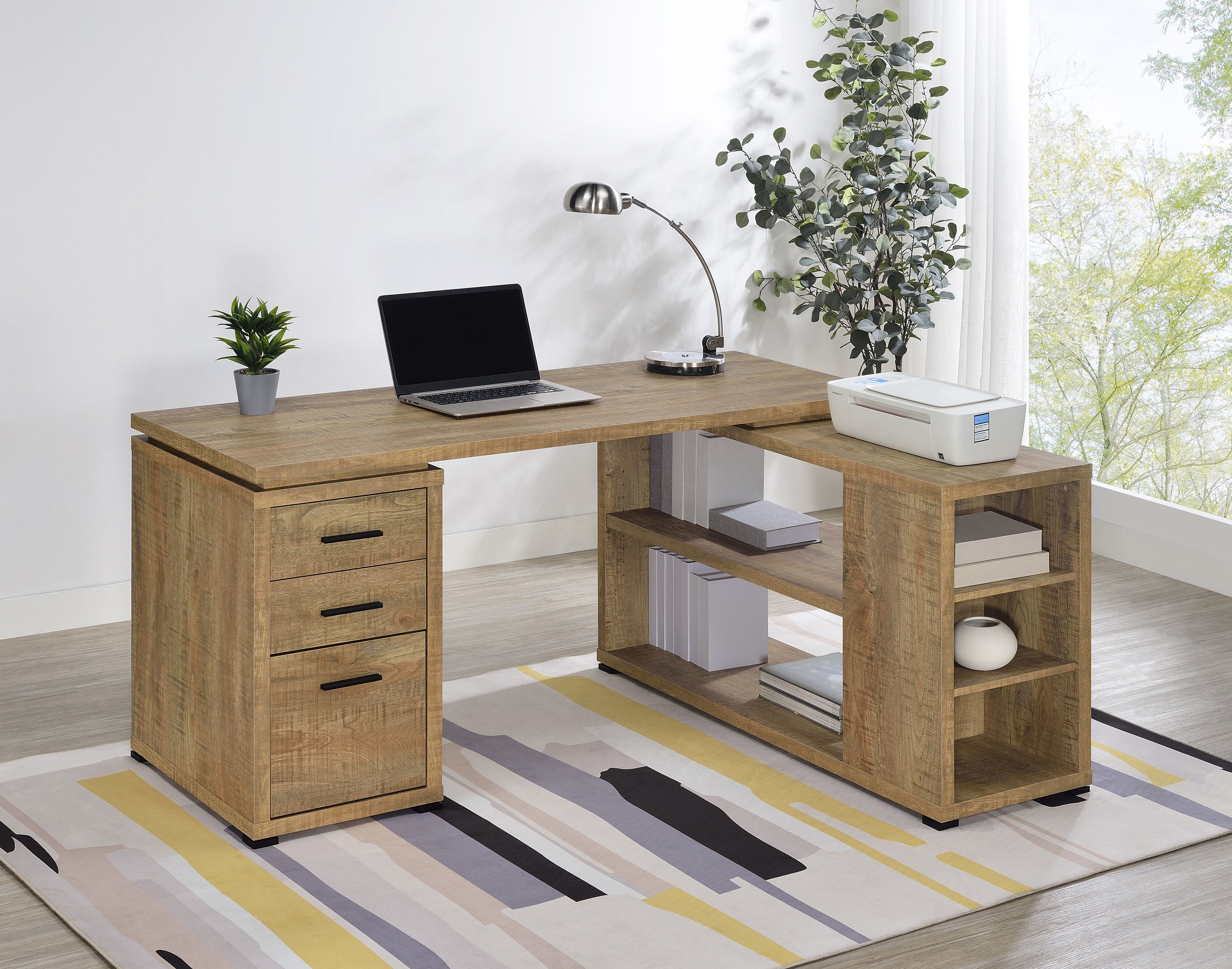 Yvette 60-inch 3-drawer L-Shape Computer Desk Mango-