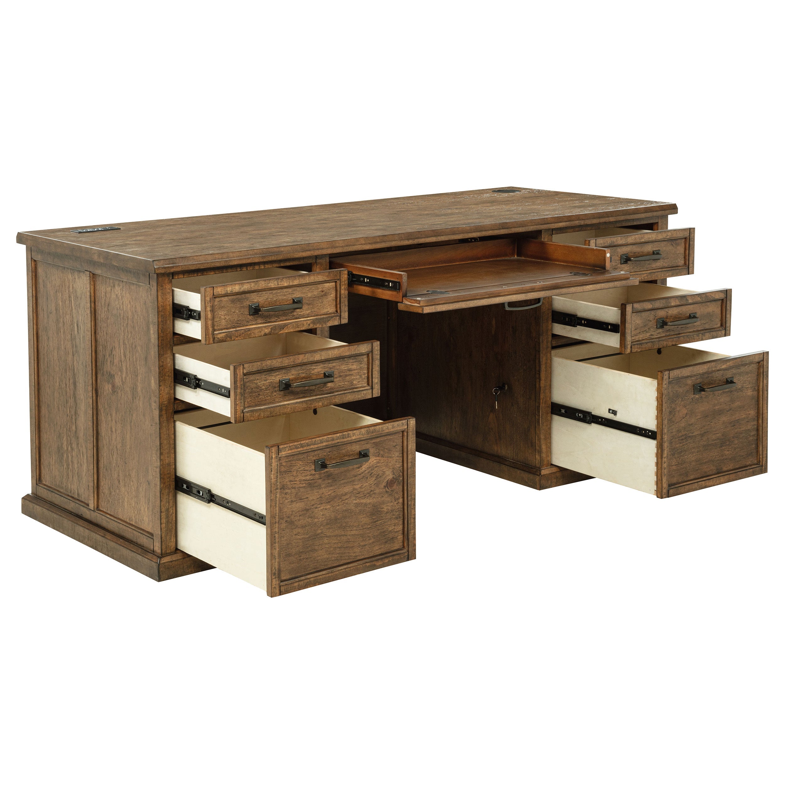 Altidore 68-inch 7-drawer Executive Home Office Desk Distressed Brown-