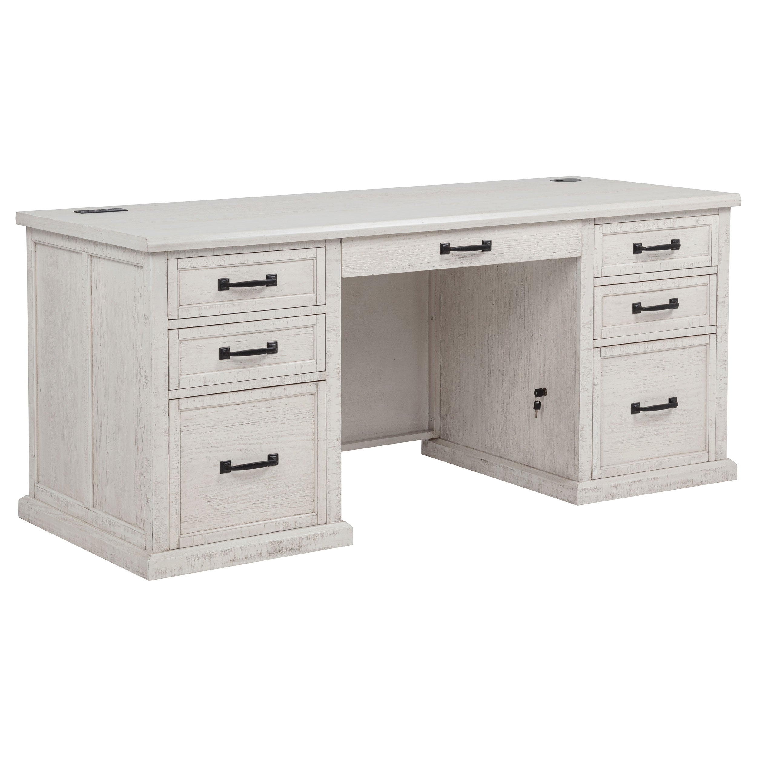 Altidore 68-inch 7-drawer Executive Home Office Desk Distressed White-