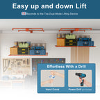 Orange Overhead Garage Storage Rack 4x8 FT for High Ceilings