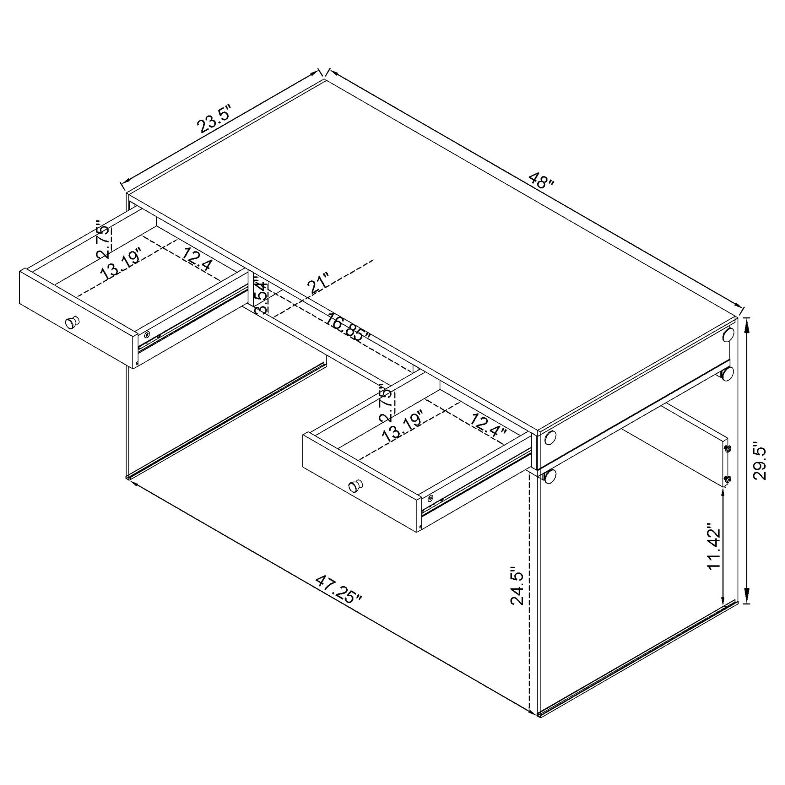 Dobrev 48-inch 2-drawer Writing Desk White High Gloss-CoasterEveryday