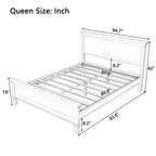 Mid-Century Modern Wood Platform Bed - Queen Size
