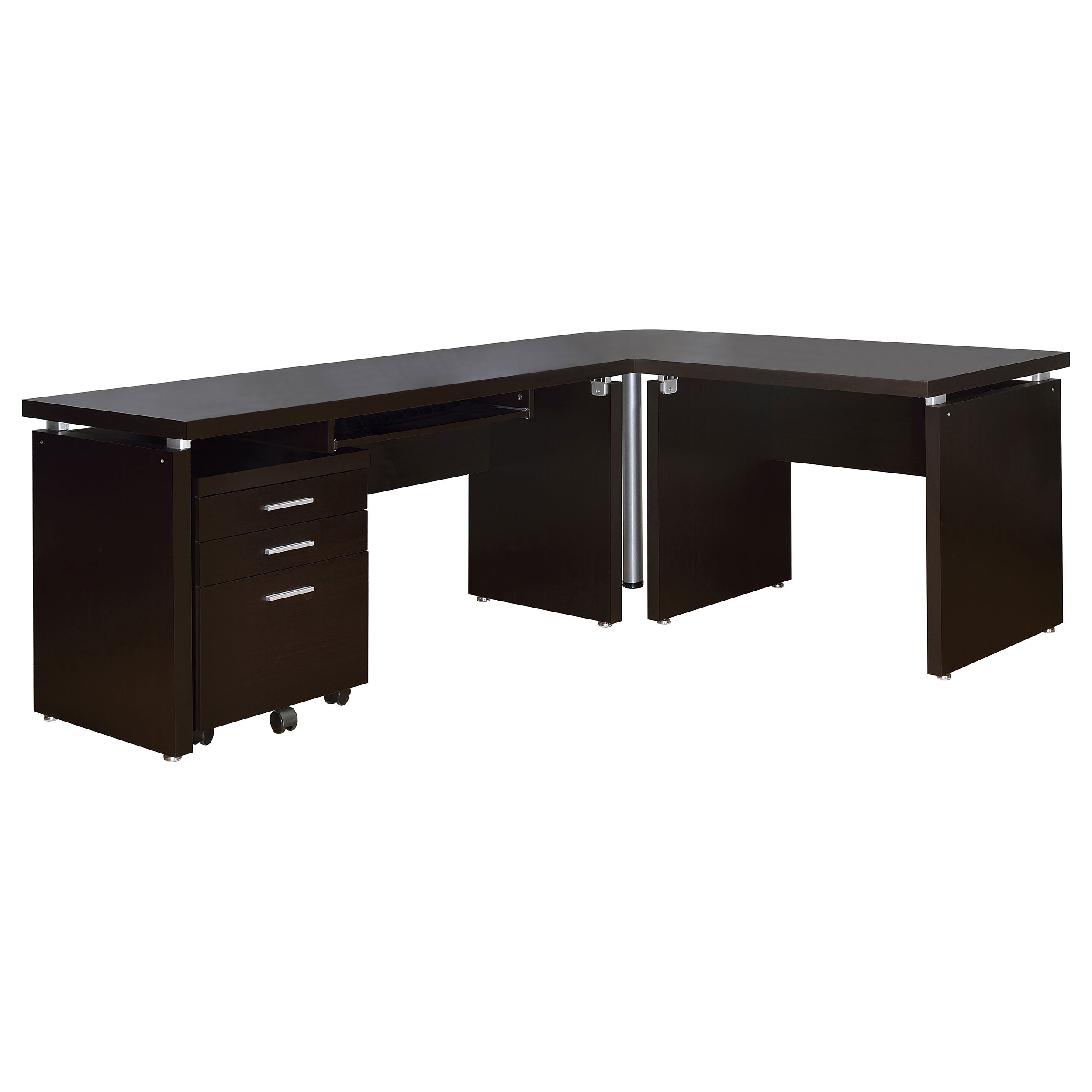 Skylar L-Shape Desk with Mobile File Cabinet Cappuccino-CoasterEveryday