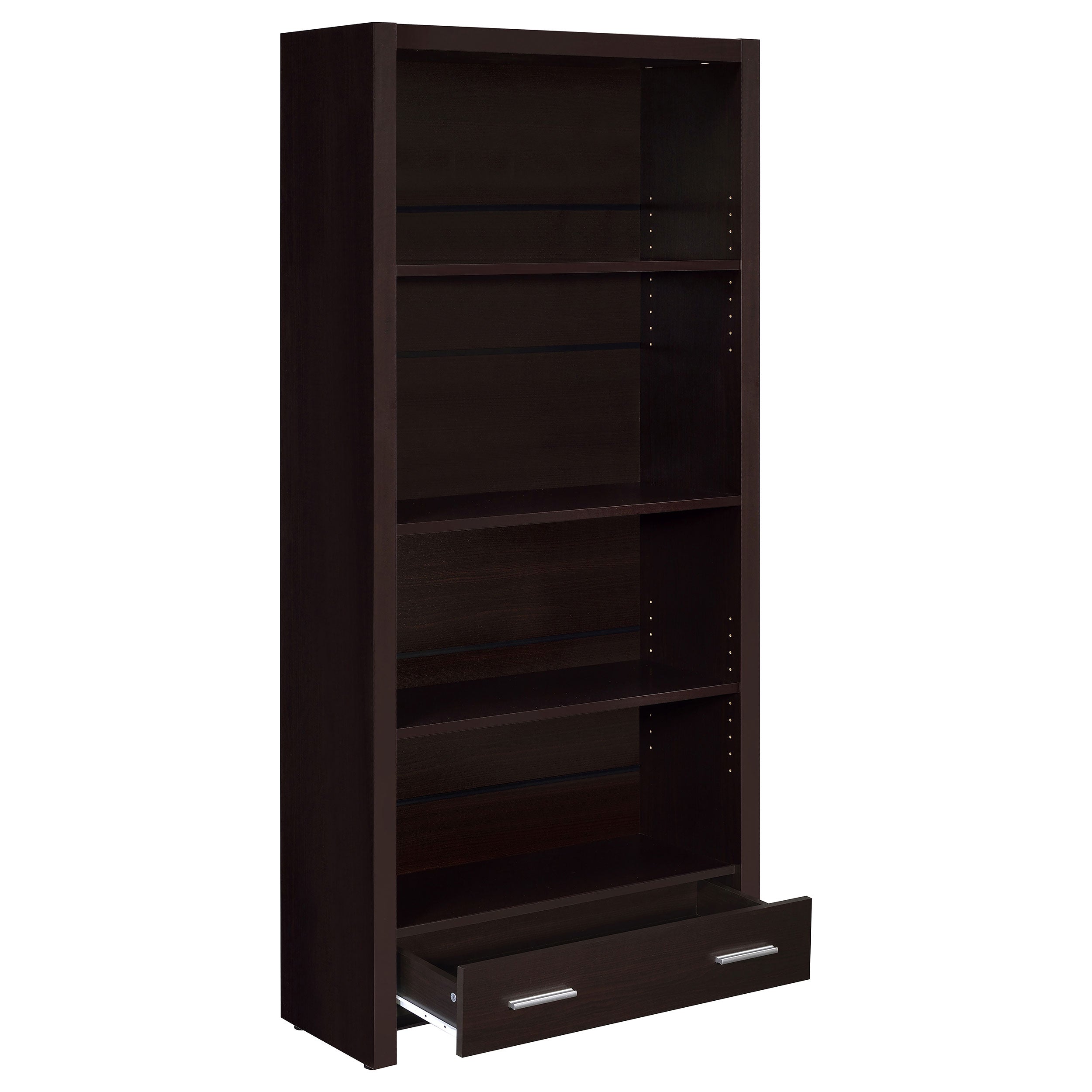 Skylar 71-inch 5-shelf Bookcase with Drawer Cappuccino-CoasterEveryday