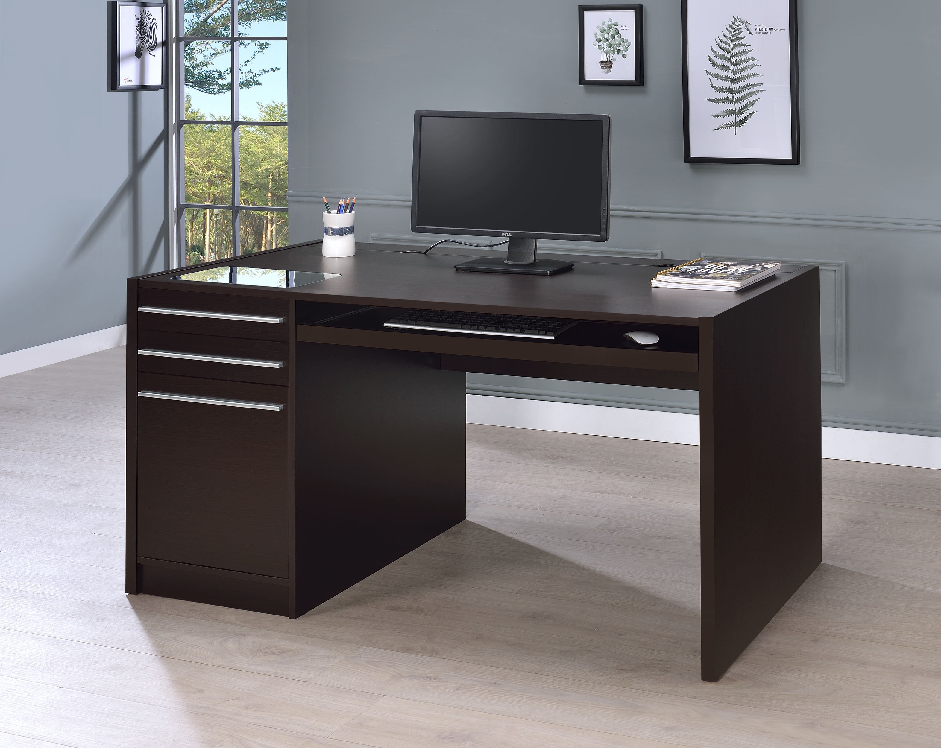 Halston 60-inch 3-drawer Office Computer Desk Cappuccino-CoasterEveryday