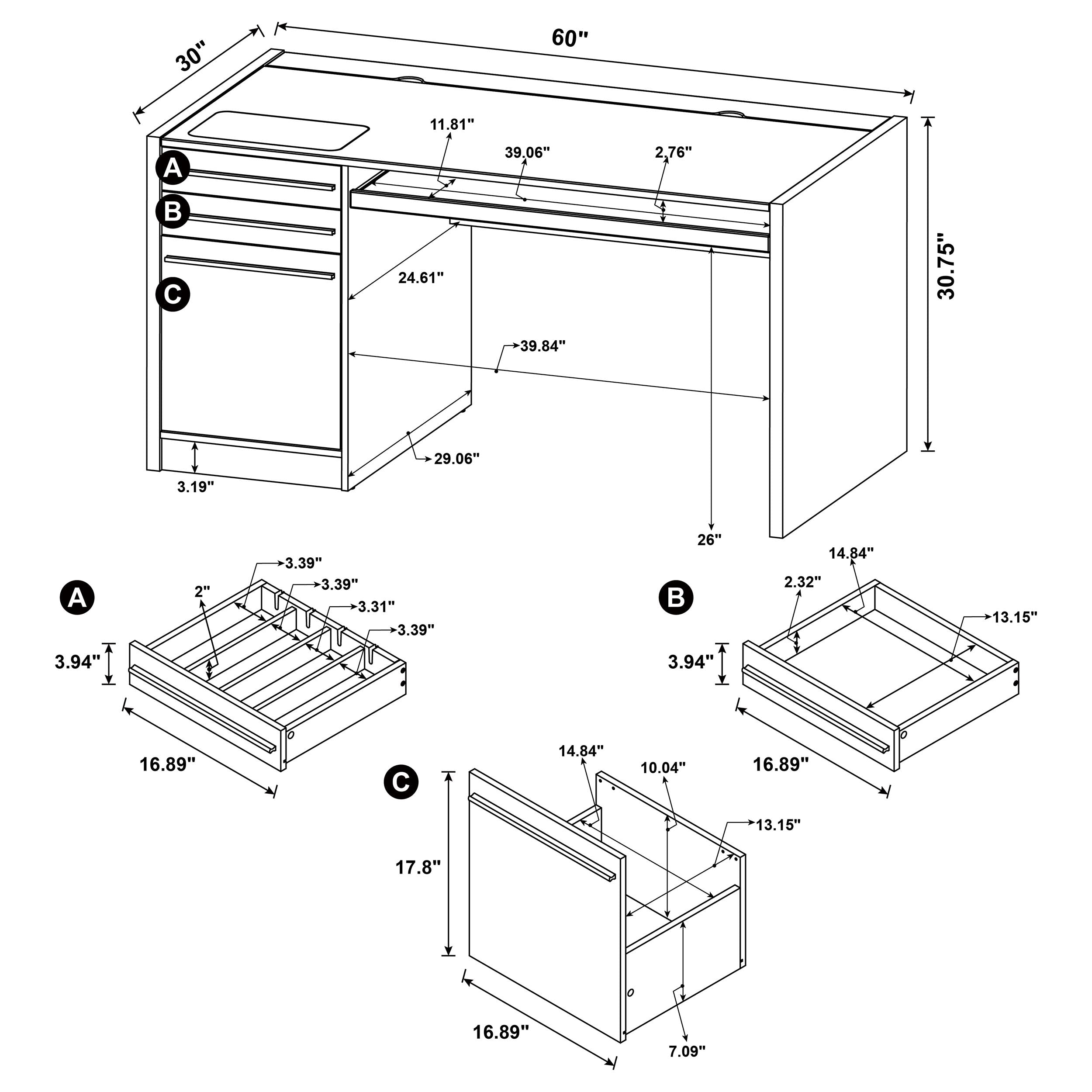 Halston 60-inch 3-drawer Office Computer Desk Cappuccino-CoasterEveryday