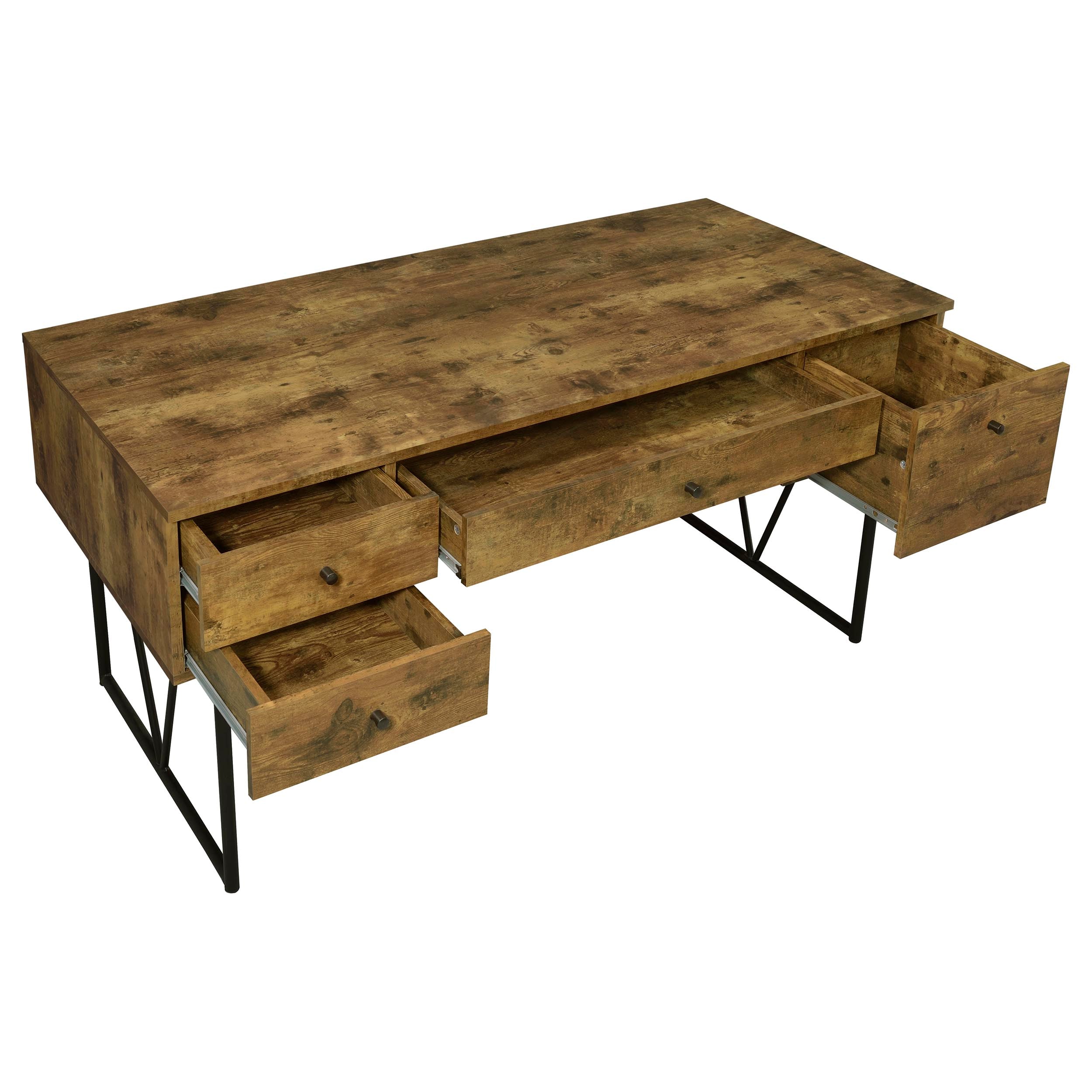 Analiese 63-inch 4-drawer Writing Desk Rustic Nutmeg-CoasterEveryday