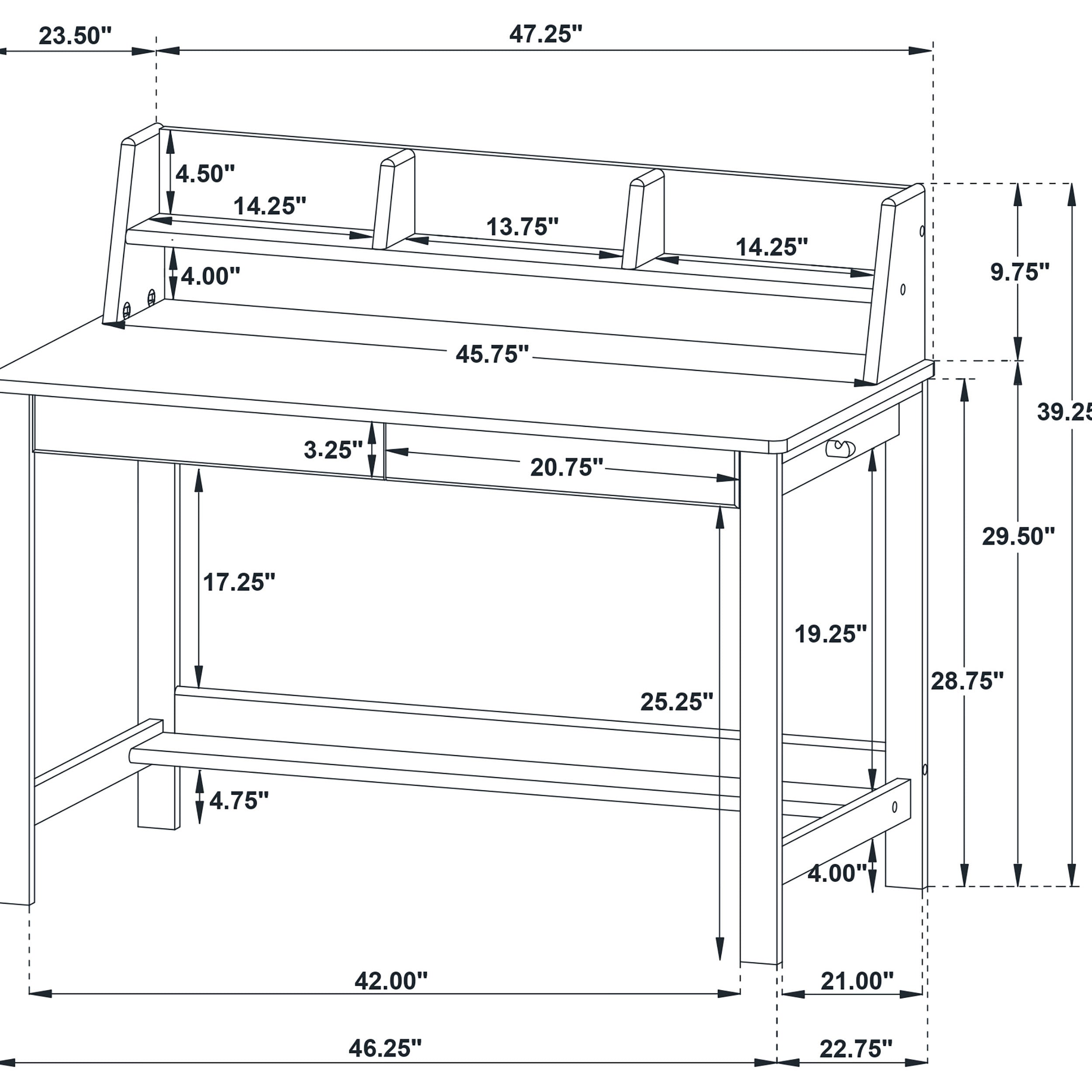 Besler 47-inch SmartTop Writing Desk with Shelf Cement and Natural-
