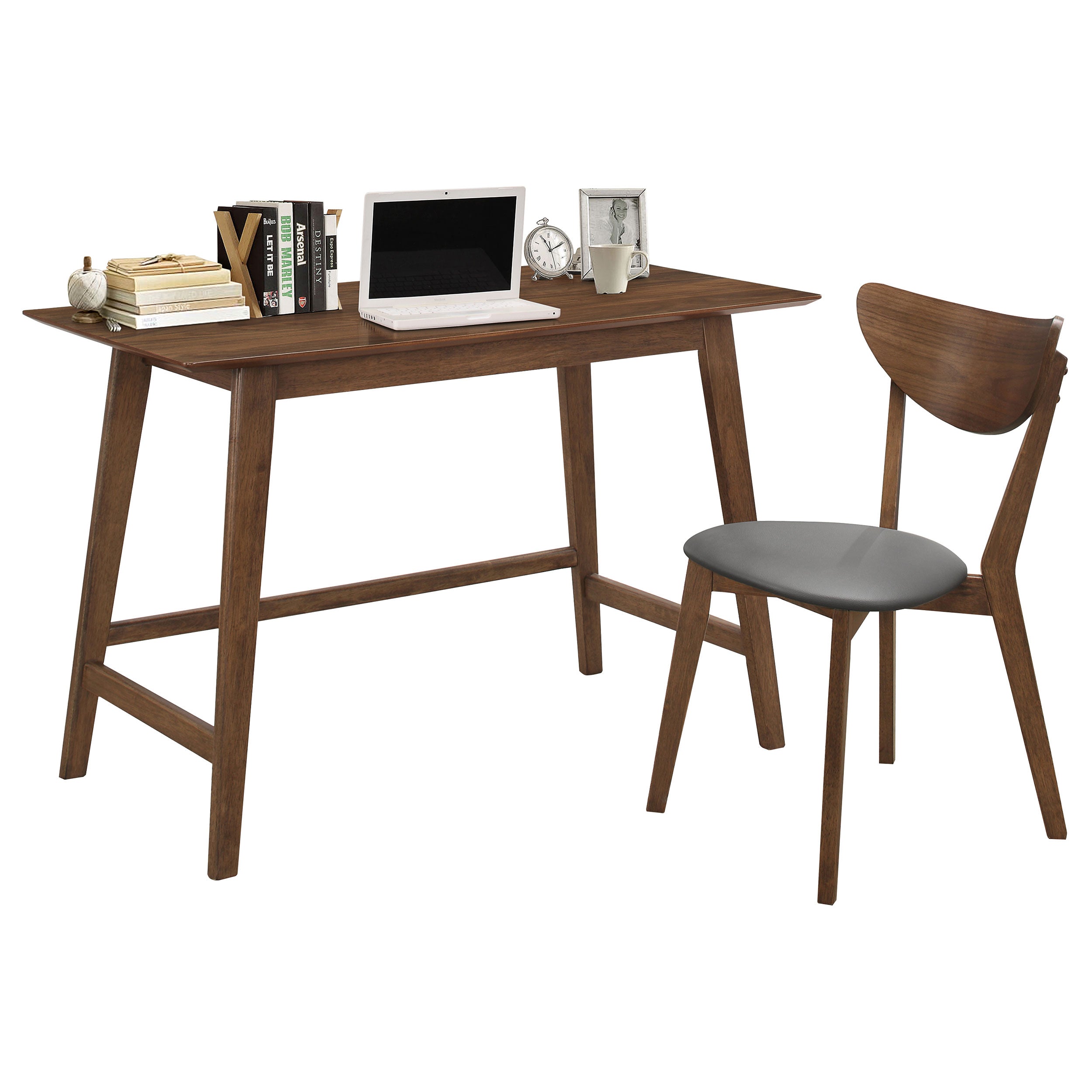 Karri 2-piece Home Office Computer Desk and Chair Set Walnut-CoasterEssence