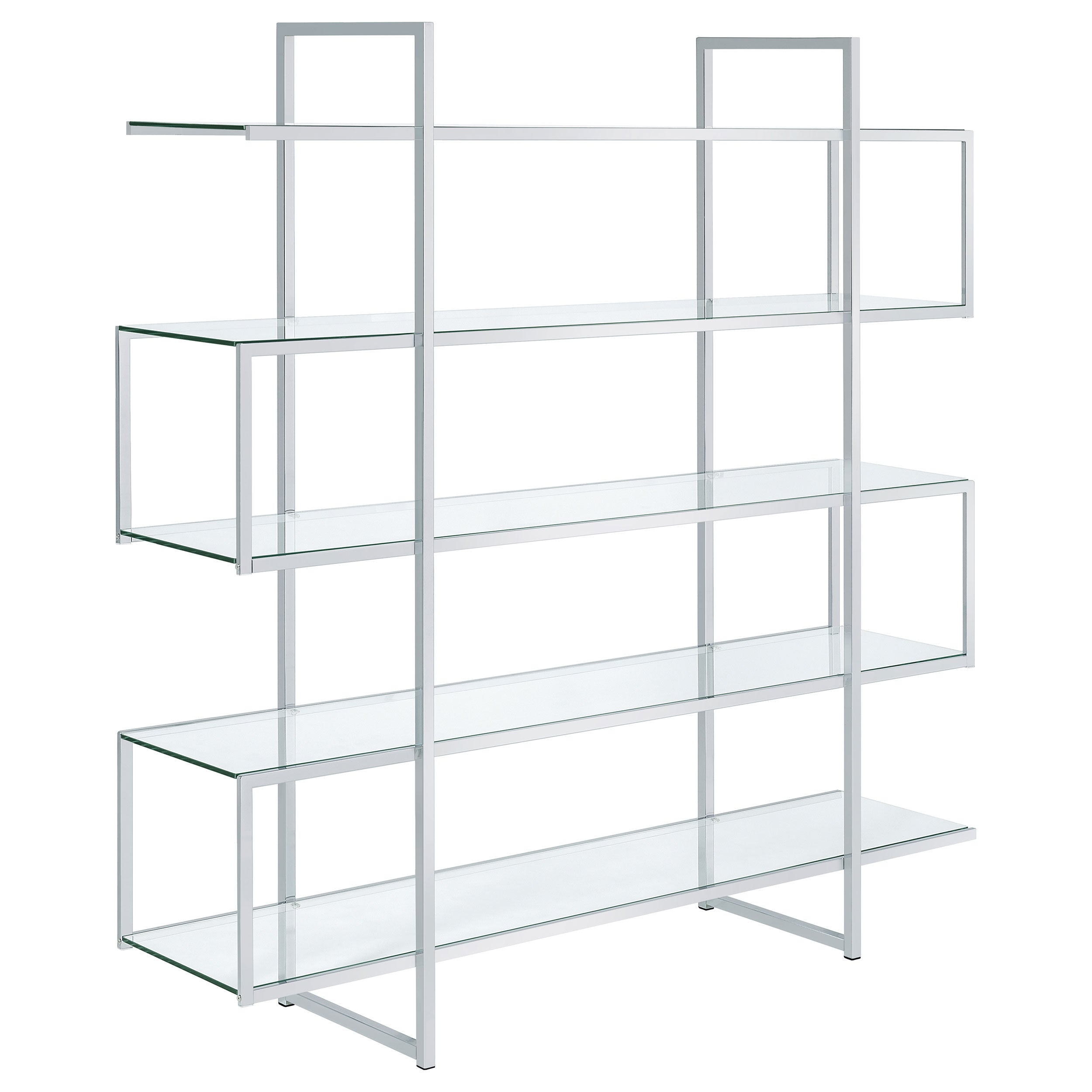 Elmer 63-inch 5-shelf Bookshelf Clear and Chrome-CoasterElevations