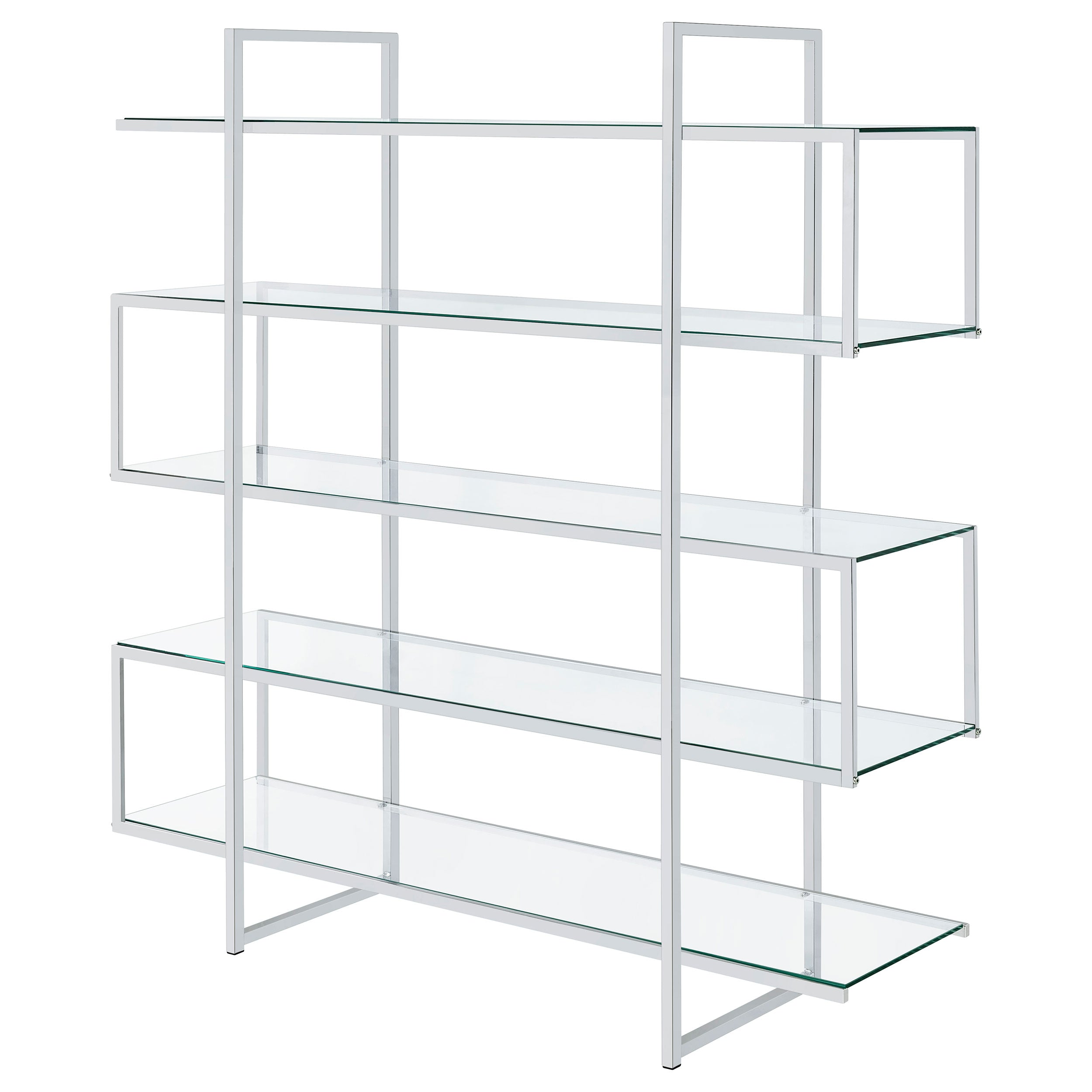 Elmer 63-inch 5-shelf Bookshelf Clear and Chrome-CoasterElevations