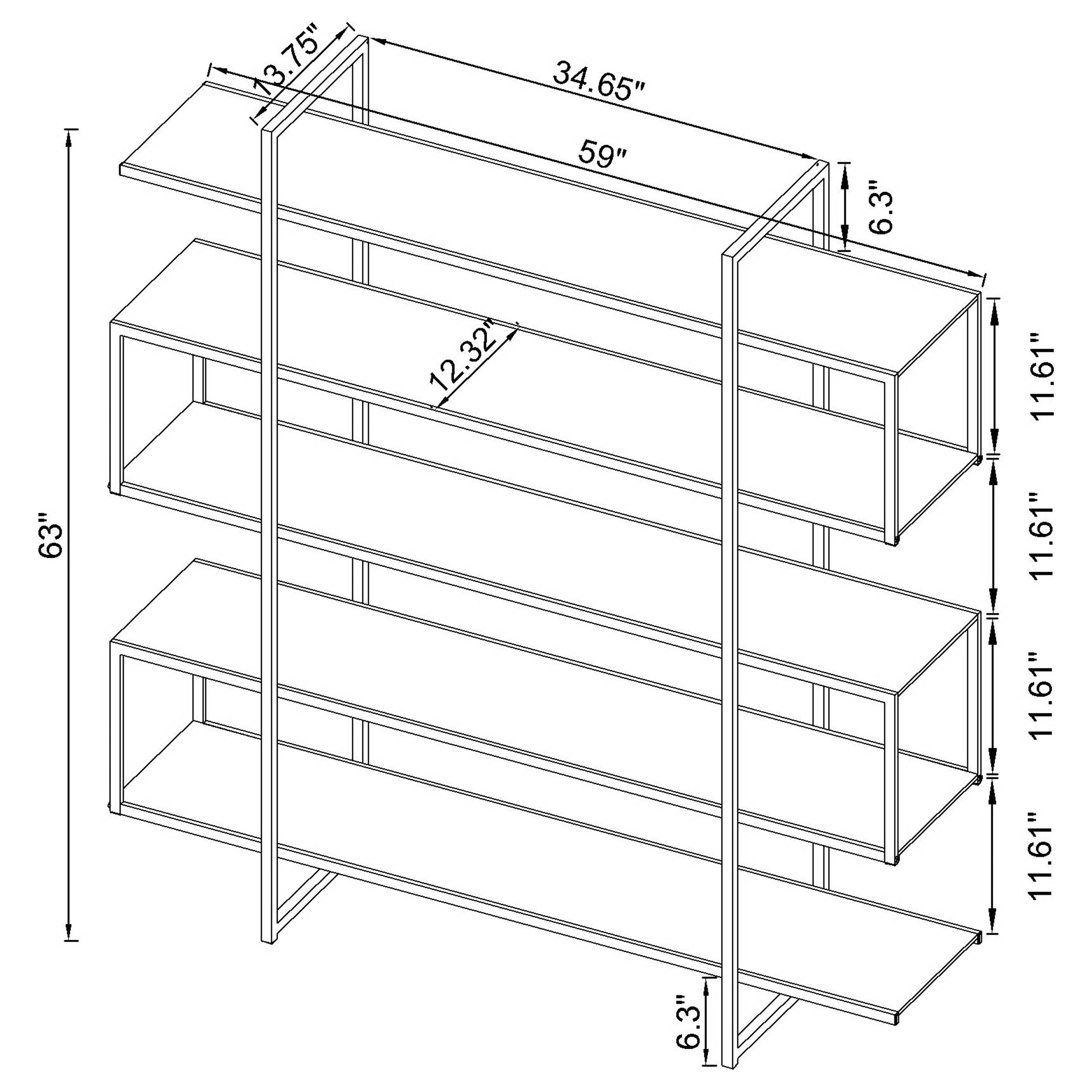 Elmer 63-inch 5-shelf Bookshelf Clear and Chrome-CoasterElevations