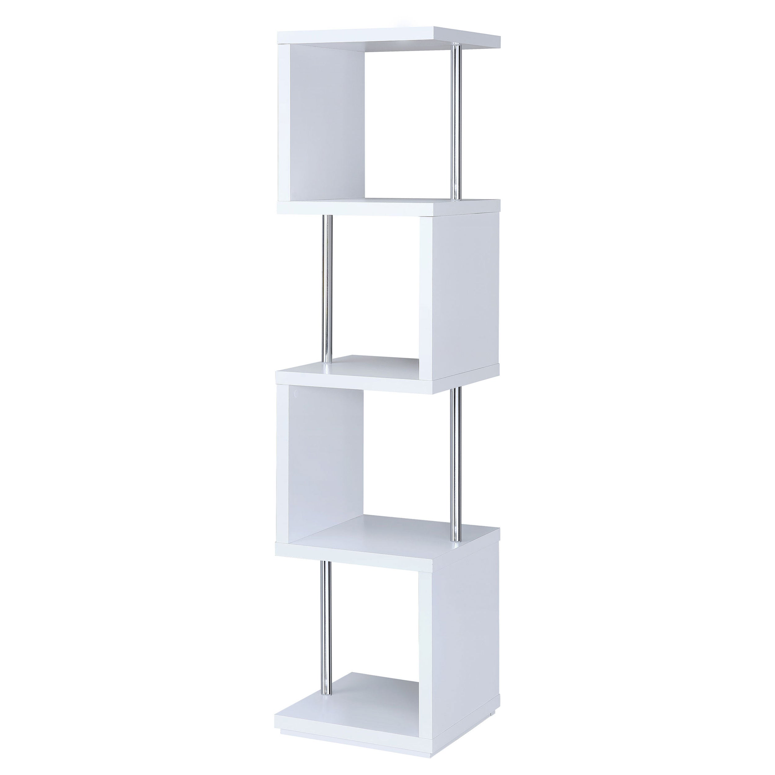 Baxter 67-inch 4-shelf Bookshelf White and Chrome-CoasterEveryday