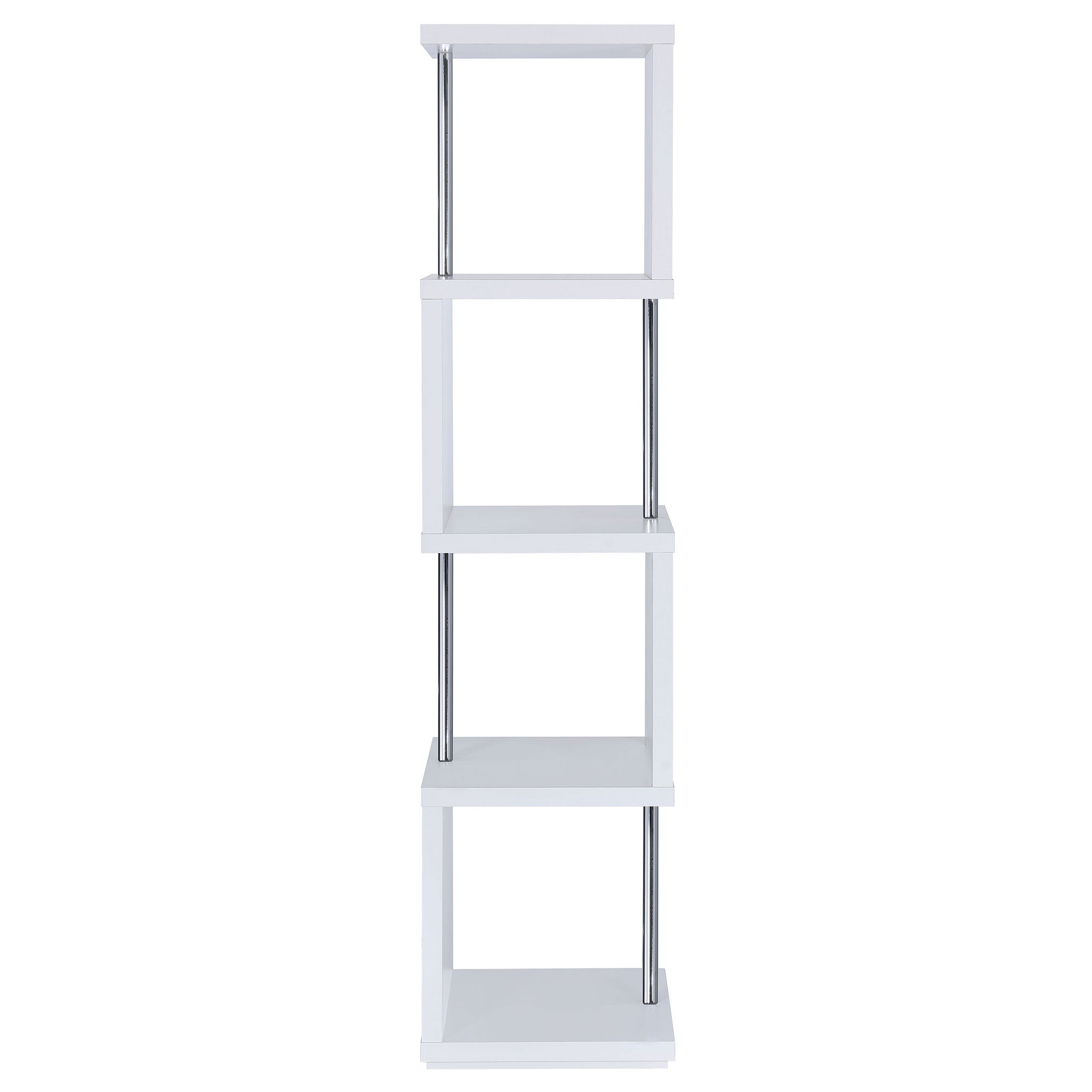 Baxter 67-inch 4-shelf Bookshelf White and Chrome-CoasterEveryday