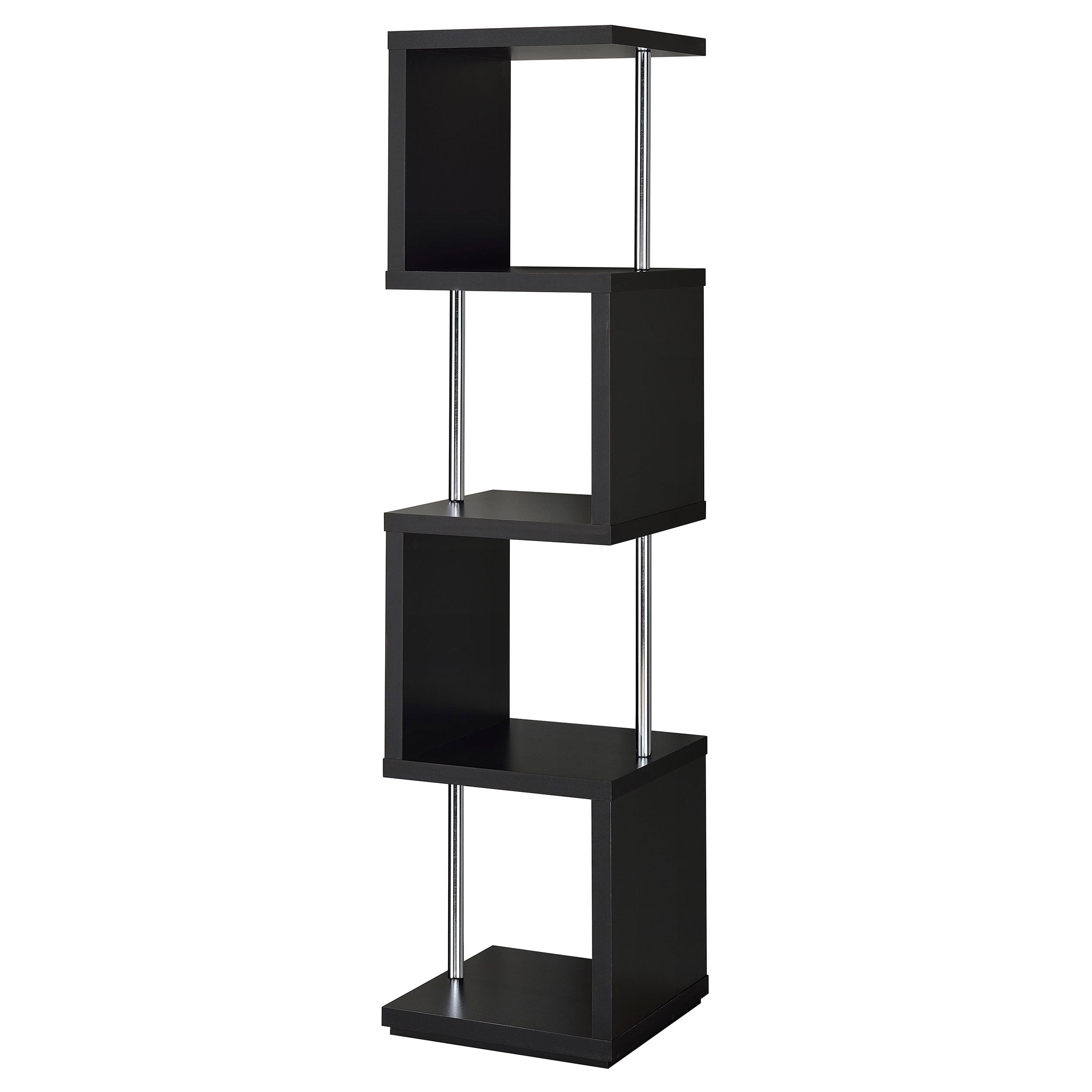 Baxter 67-inch 4-shelf Bookshelf Black and Chrome-CoasterEveryday