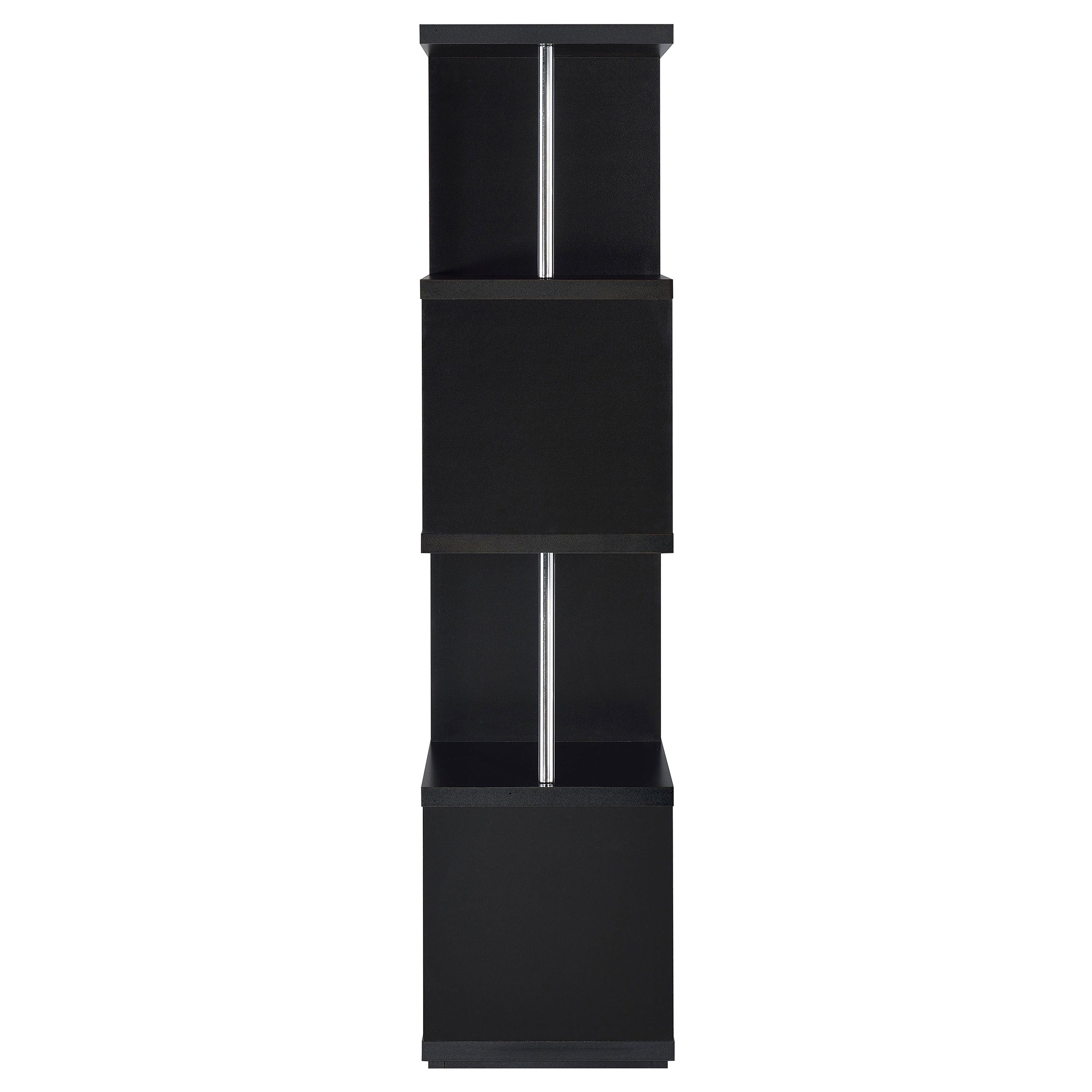 Baxter 67-inch 4-shelf Bookshelf Black and Chrome-CoasterEveryday