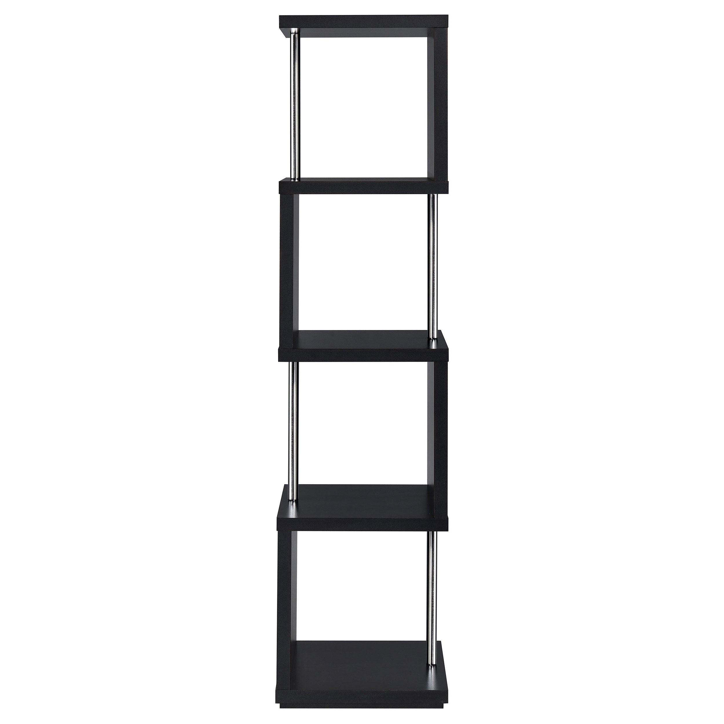 Baxter 67-inch 4-shelf Bookshelf Black and Chrome-CoasterEveryday