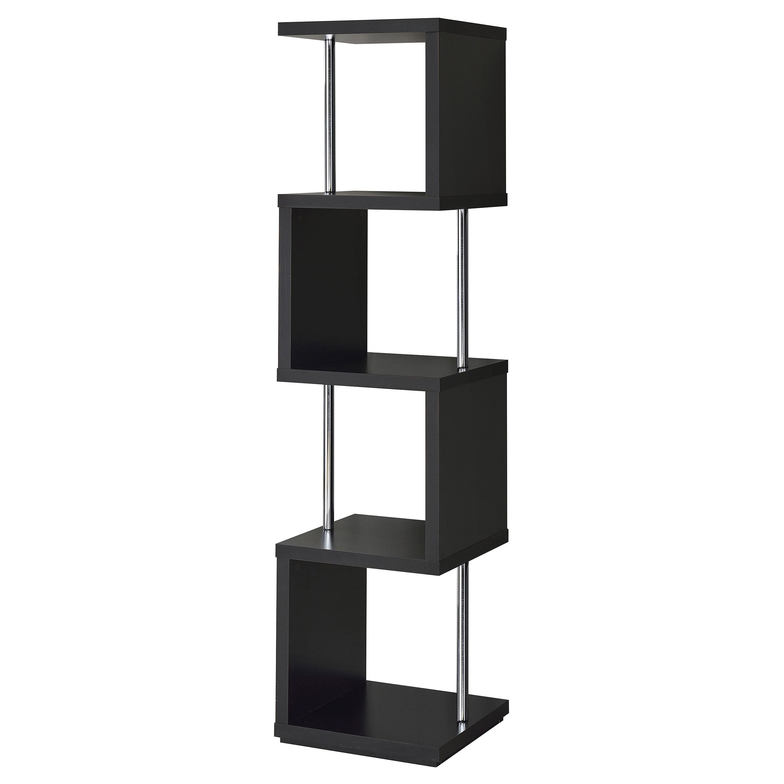 Baxter 67-inch 4-shelf Bookshelf Black and Chrome-CoasterEveryday