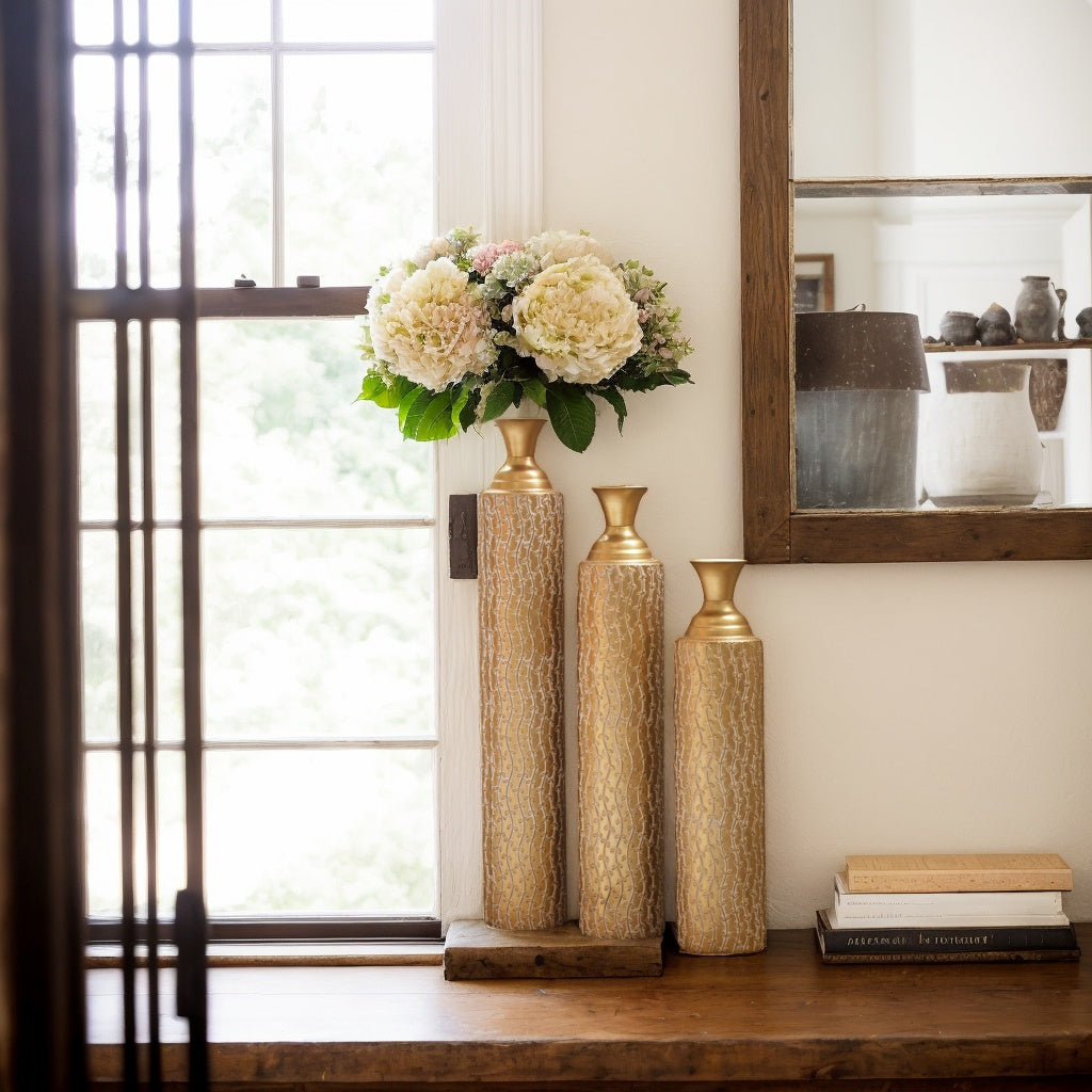 Metal Decorative Vases Set of 3