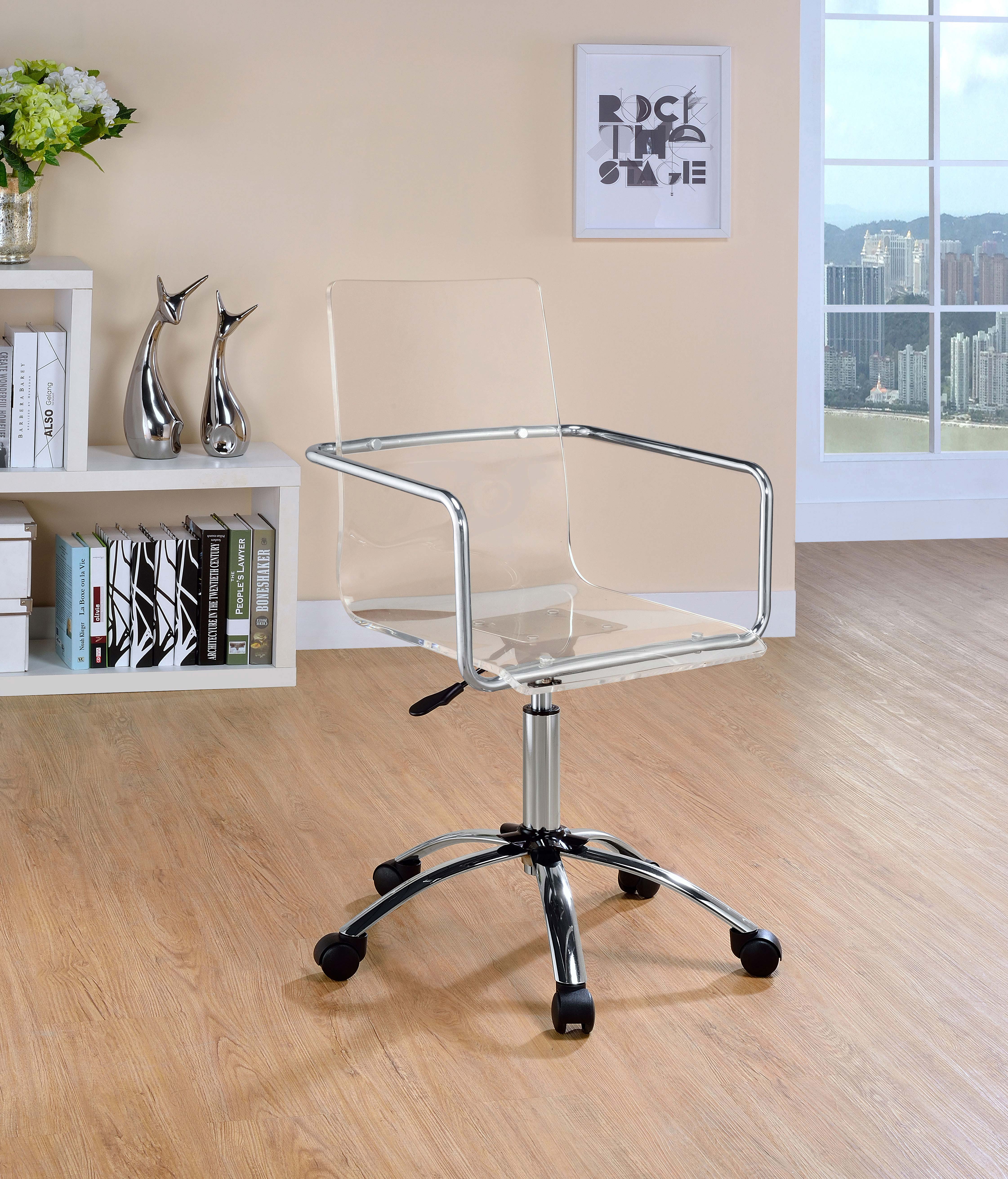 Amaturo Acrylic Adjustable Home Office Desk Chair Clear-CoasterEssence