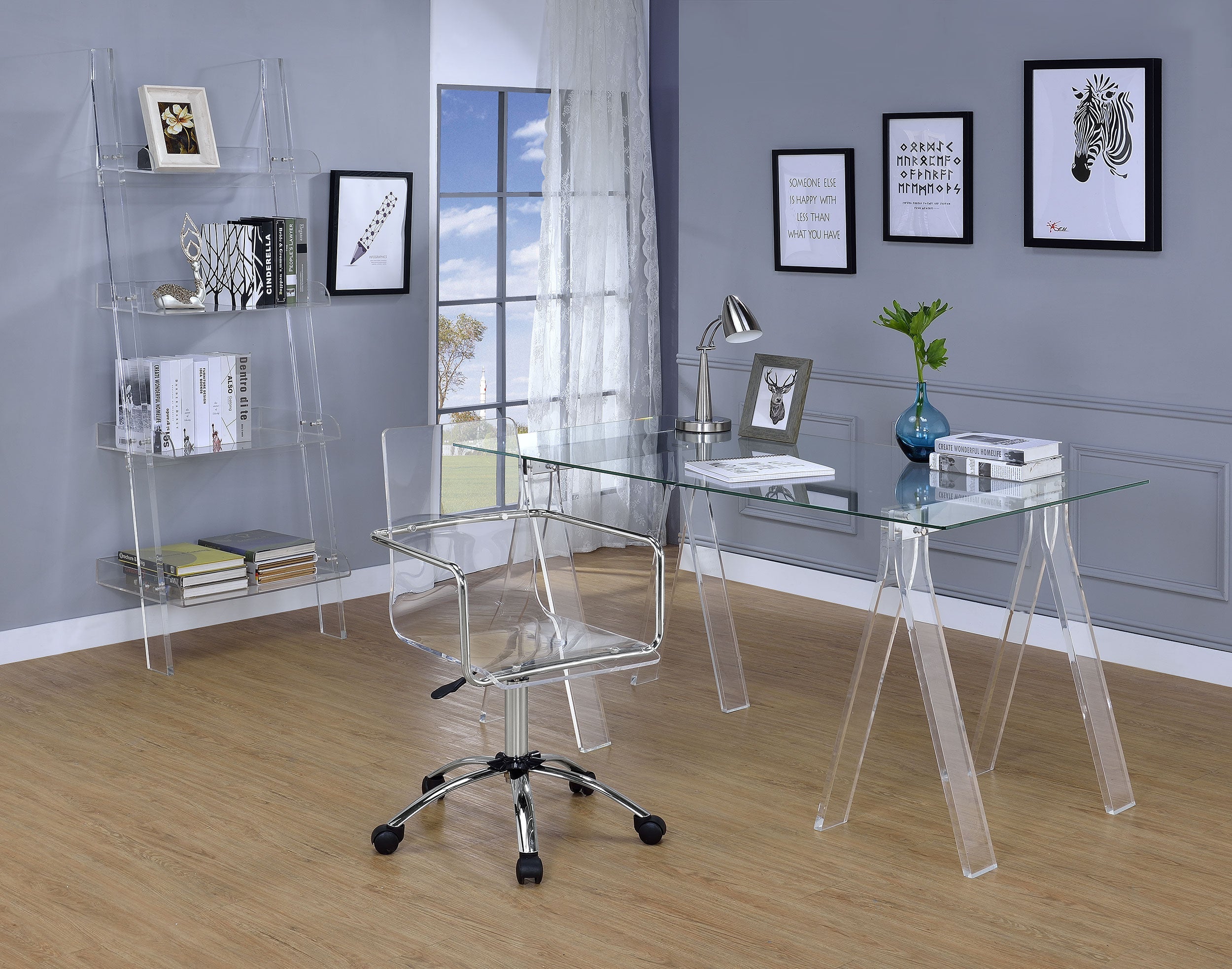 Amaturo Acrylic Adjustable Home Office Desk Chair Clear-CoasterEssence