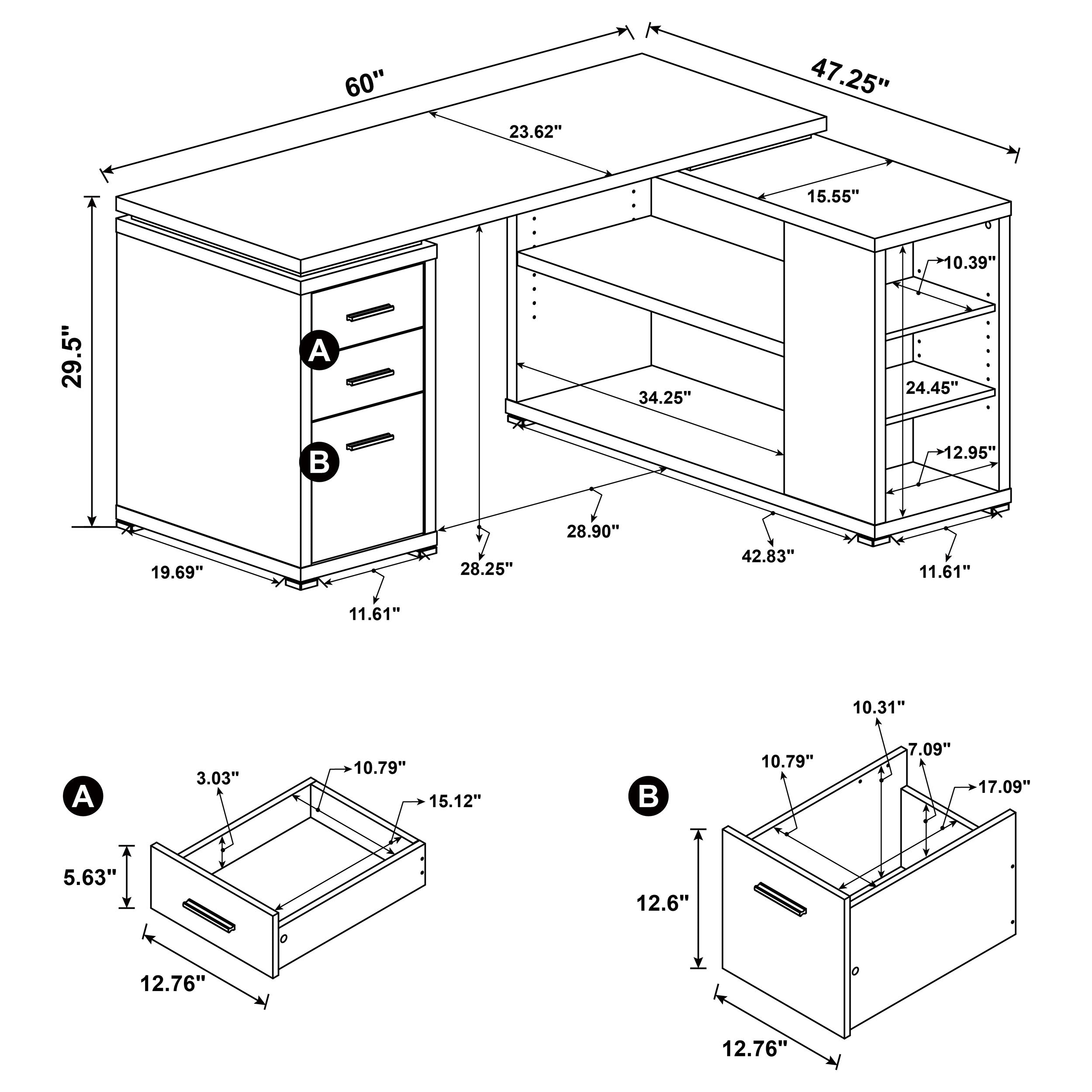 Yvette 60-inch 3-drawer L-Shape Computer Desk Grey Driftwood-CoasterEveryday
