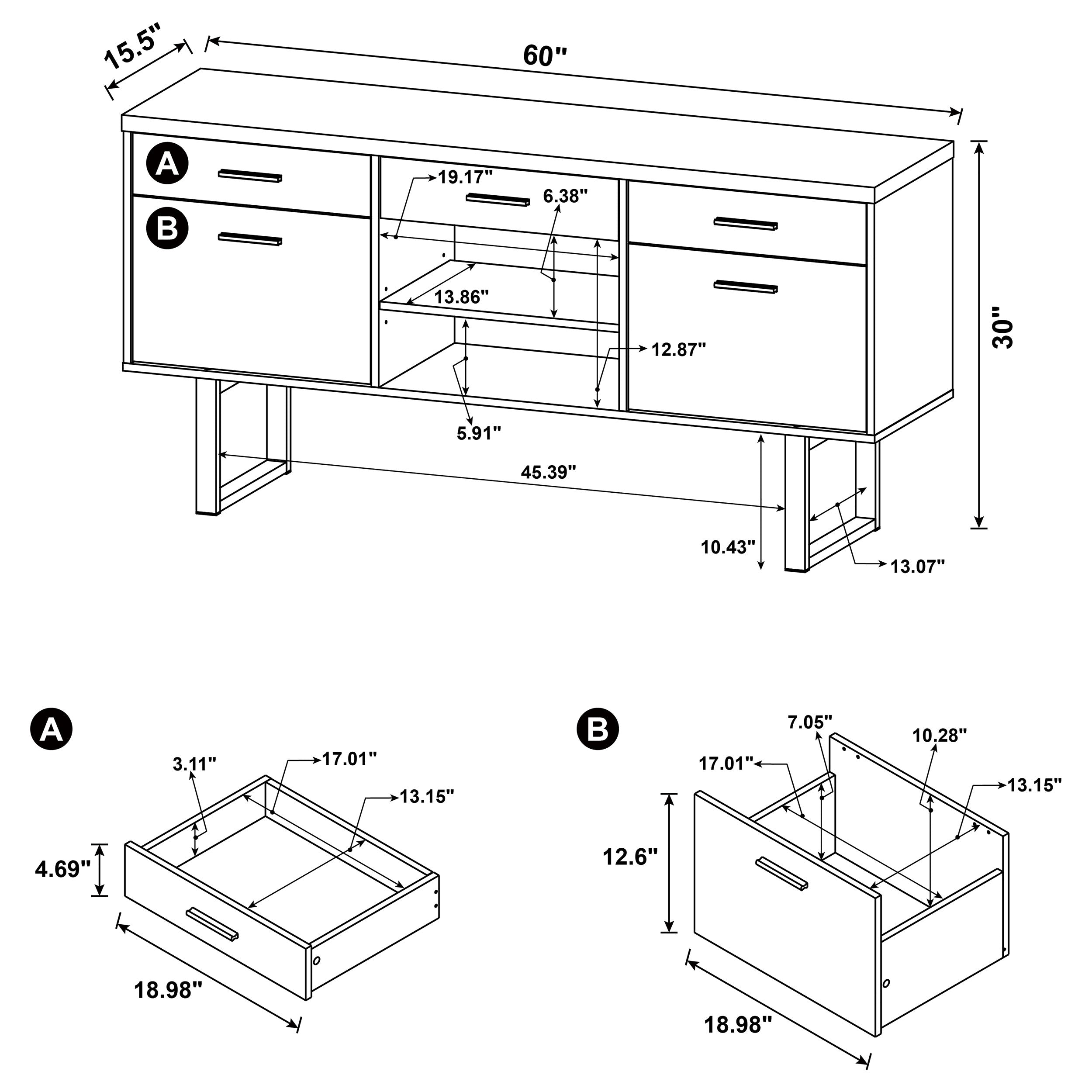Lawtey 5-drawer Home Office Storage Credenza Cappuccino-CoasterEveryday