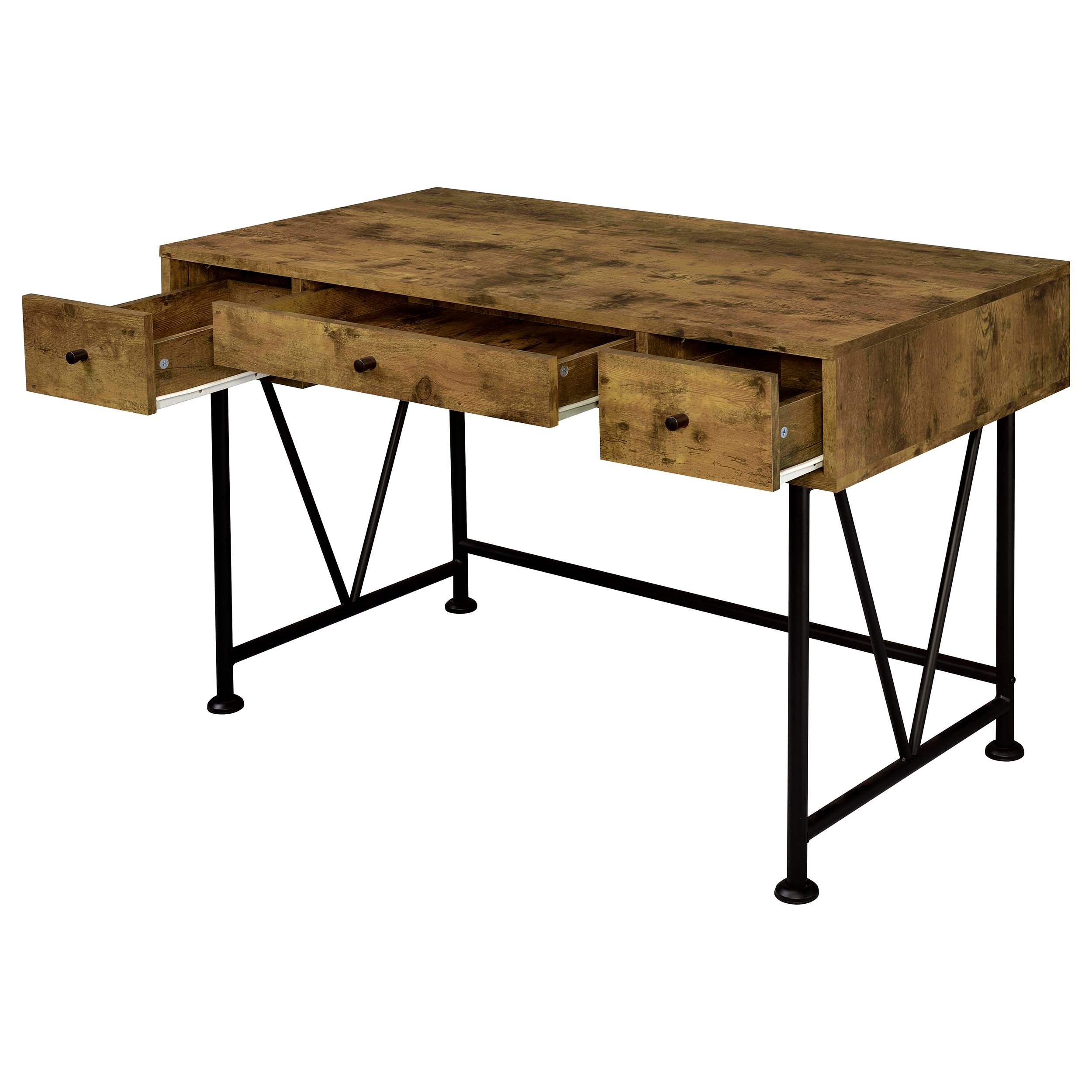 Analiese 47-inch 3-drawer Writing Desk Rustic Nutmeg-CoasterEveryday