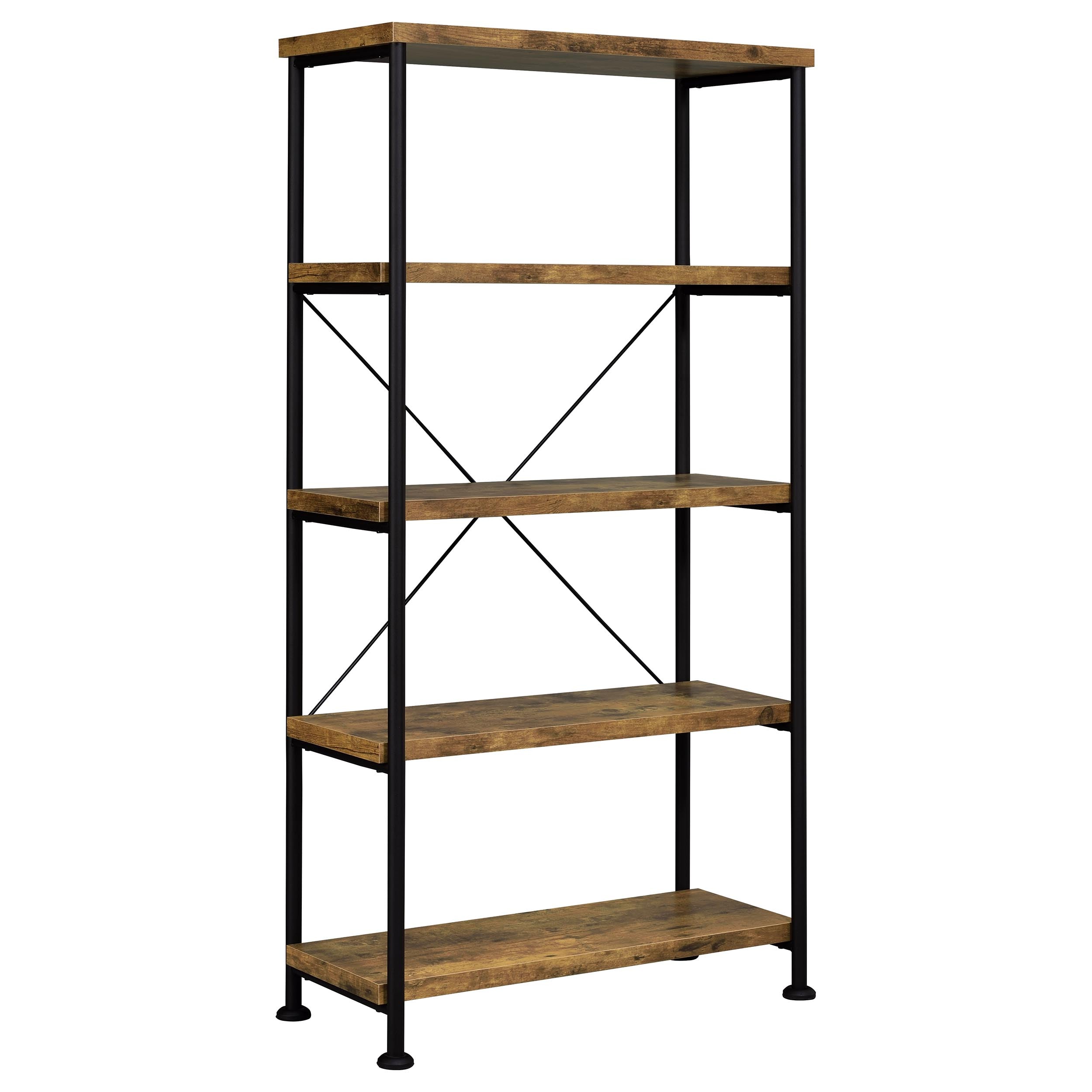Analiese 63-inch 4-shelf Bookshelf Rustic Nutmeg-CoasterEveryday