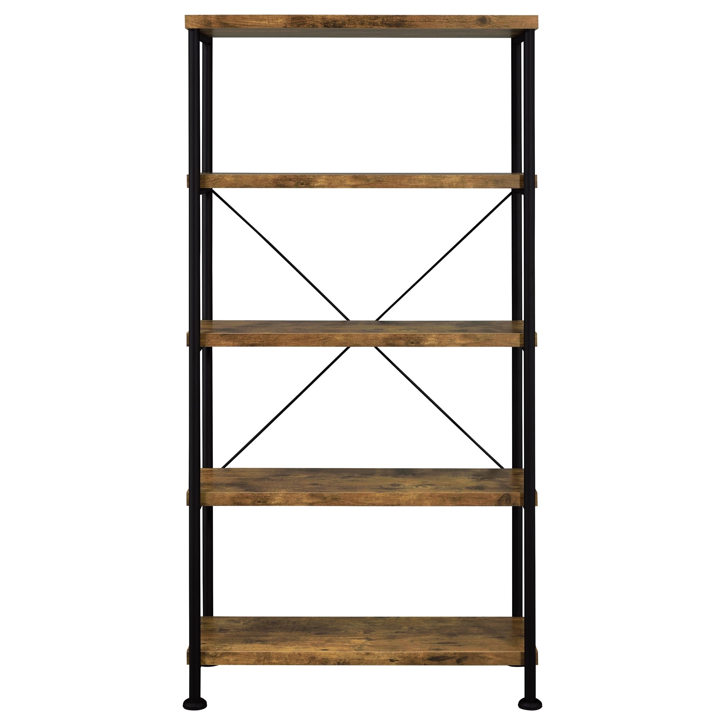 Analiese 63-inch 4-shelf Bookshelf Rustic Nutmeg-CoasterEveryday
