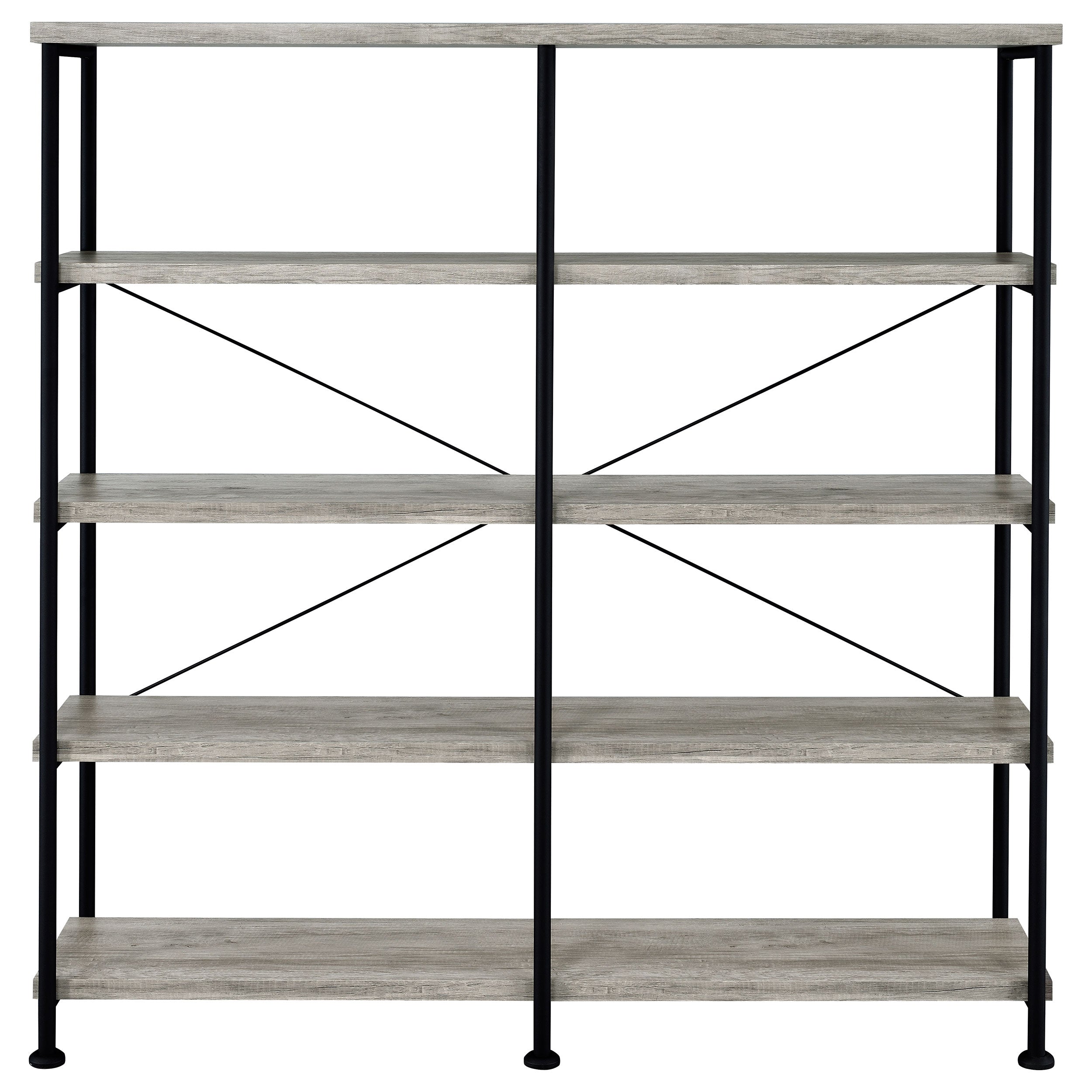 Analiese 63-inch 4-shelf Double Bookshelf Grey Driftwood-CoasterEveryday