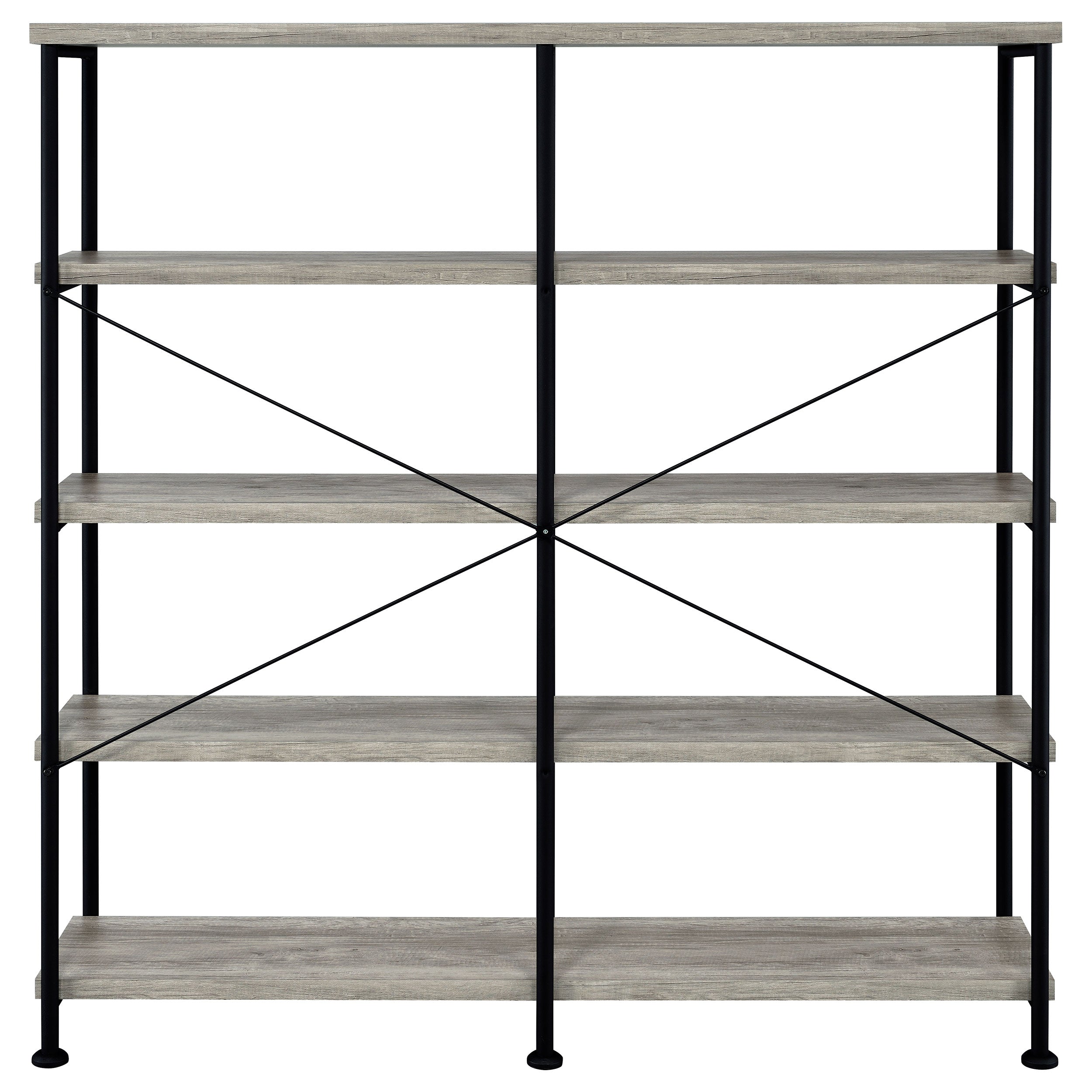 Analiese 63-inch 4-shelf Double Bookshelf Grey Driftwood-CoasterEveryday