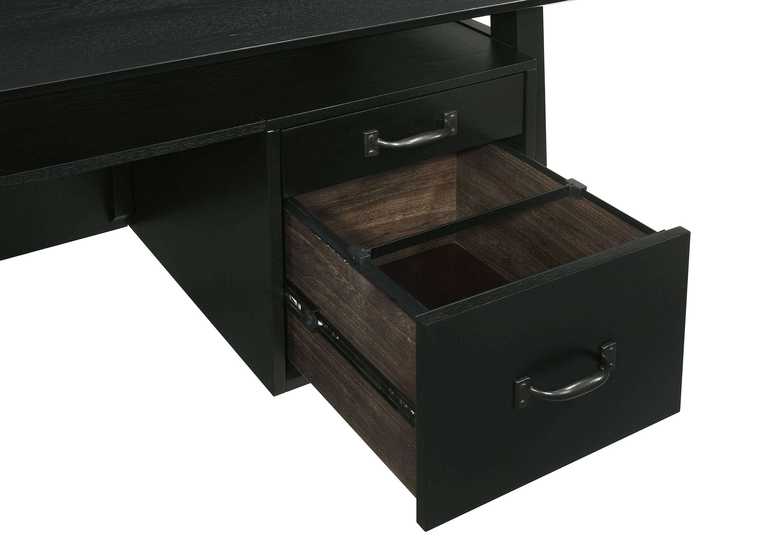 Goodson 64-inch 4-Drawer Double Pedestal Computer Desk Black-