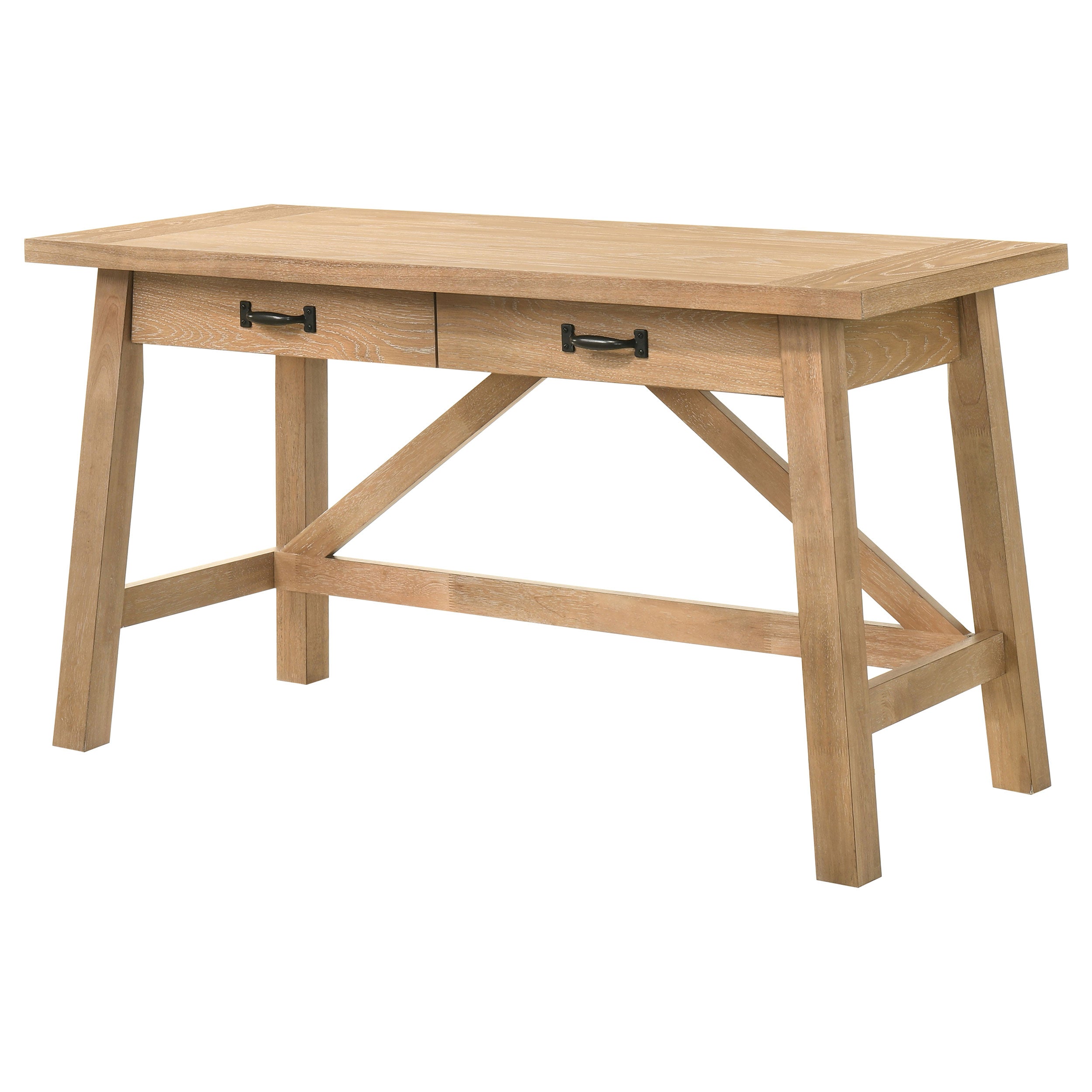 Fabian 54-inch 2-drawer Computer Writing Desk Distressed Light Brown-