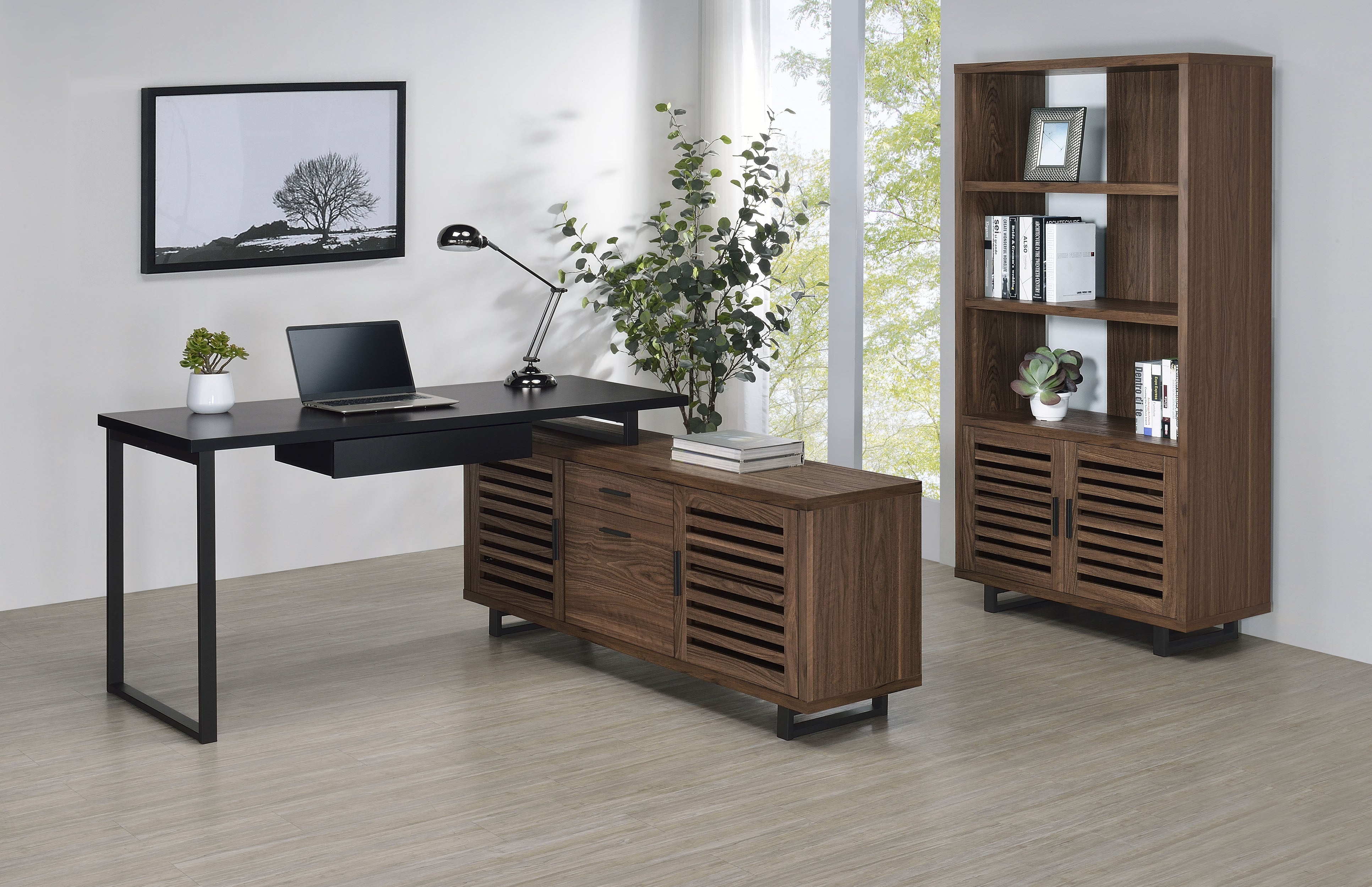 Maddox 71-inch 3-shelf Cabinet Bookcase Walnut-