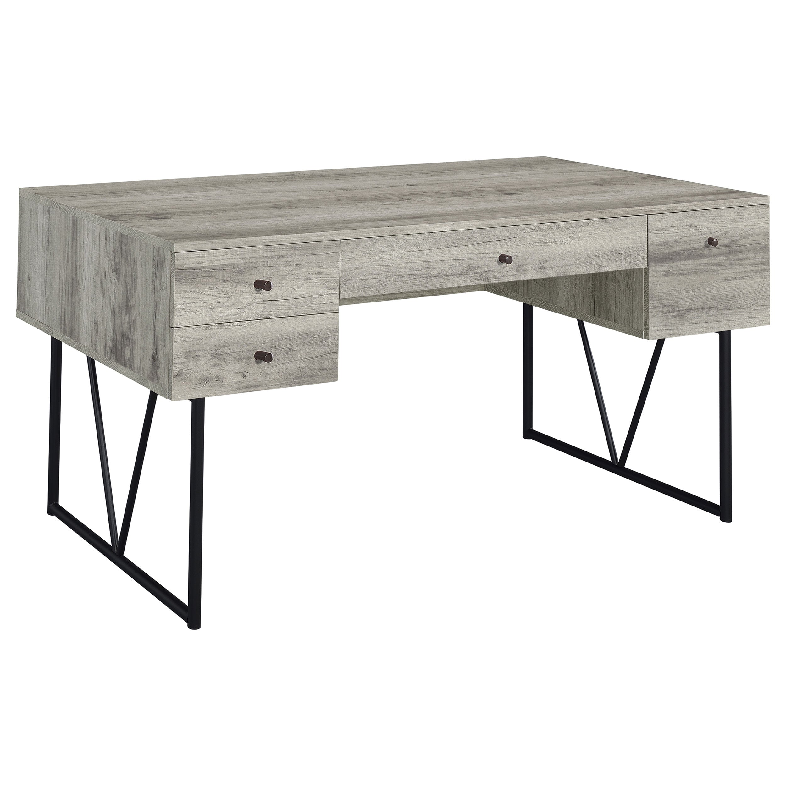 Analiese 63-inch 4-drawer Writing Desk Grey Driftwood-CoasterEveryday