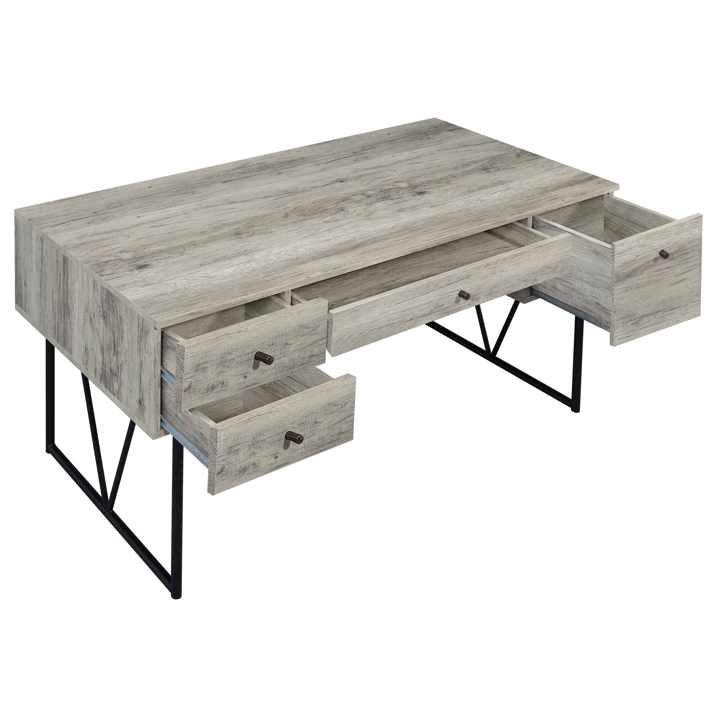 Analiese 63-inch 4-drawer Writing Desk Grey Driftwood-CoasterEveryday