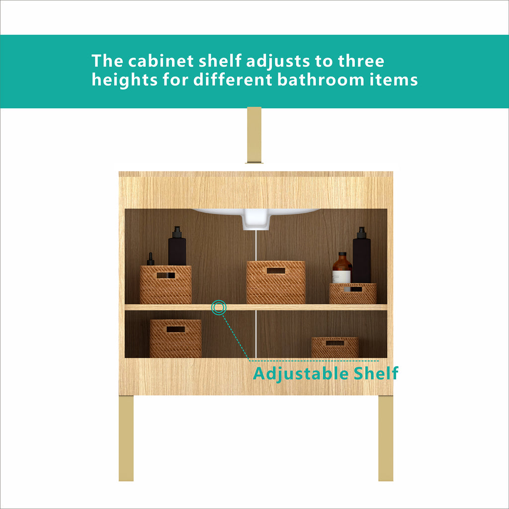 Dalia 30-Inch Light Oak Bathroom Vanity with Ceramic Sink, 2-Door Storage