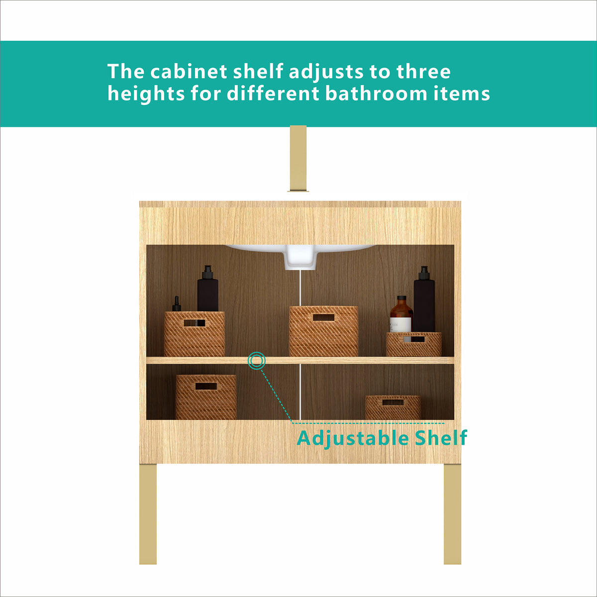 Dalia 30-Inch Light Oak Bathroom Vanity with Ceramic Sink, 2-Door Storage