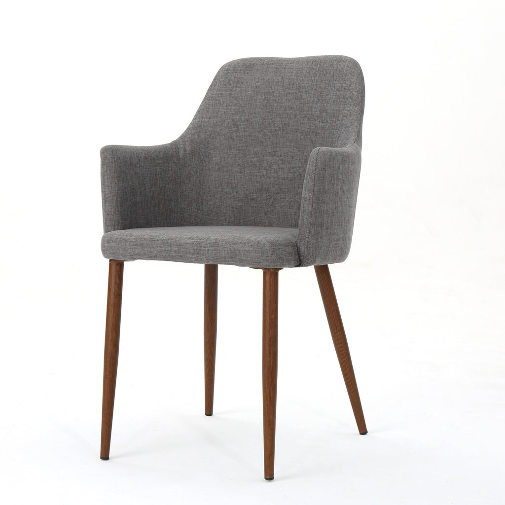 Mid Century Modern Fabric Upholstered Dining Chairs - Set of 2