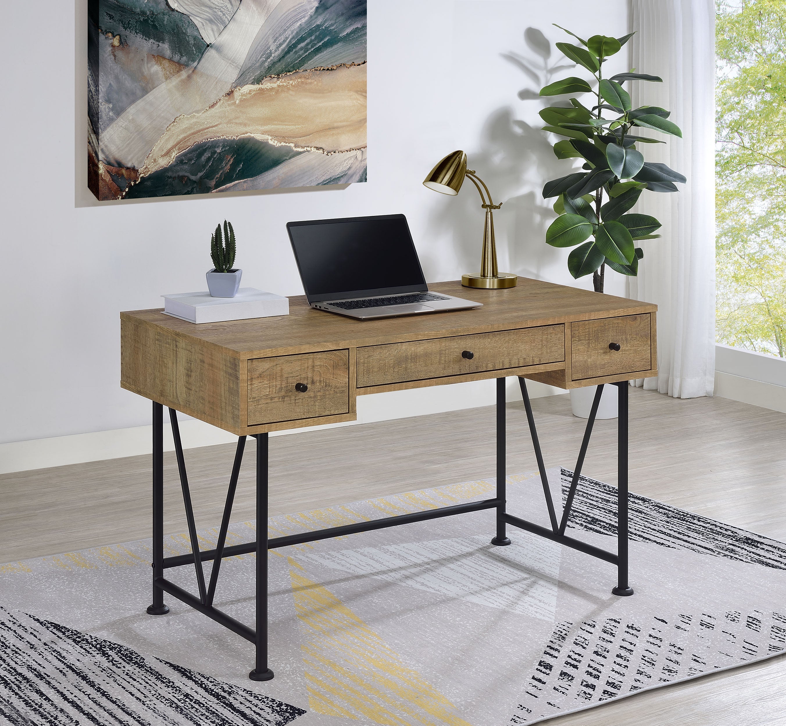 Analiese 47-inch 3-drawer Writing Desk Mango-