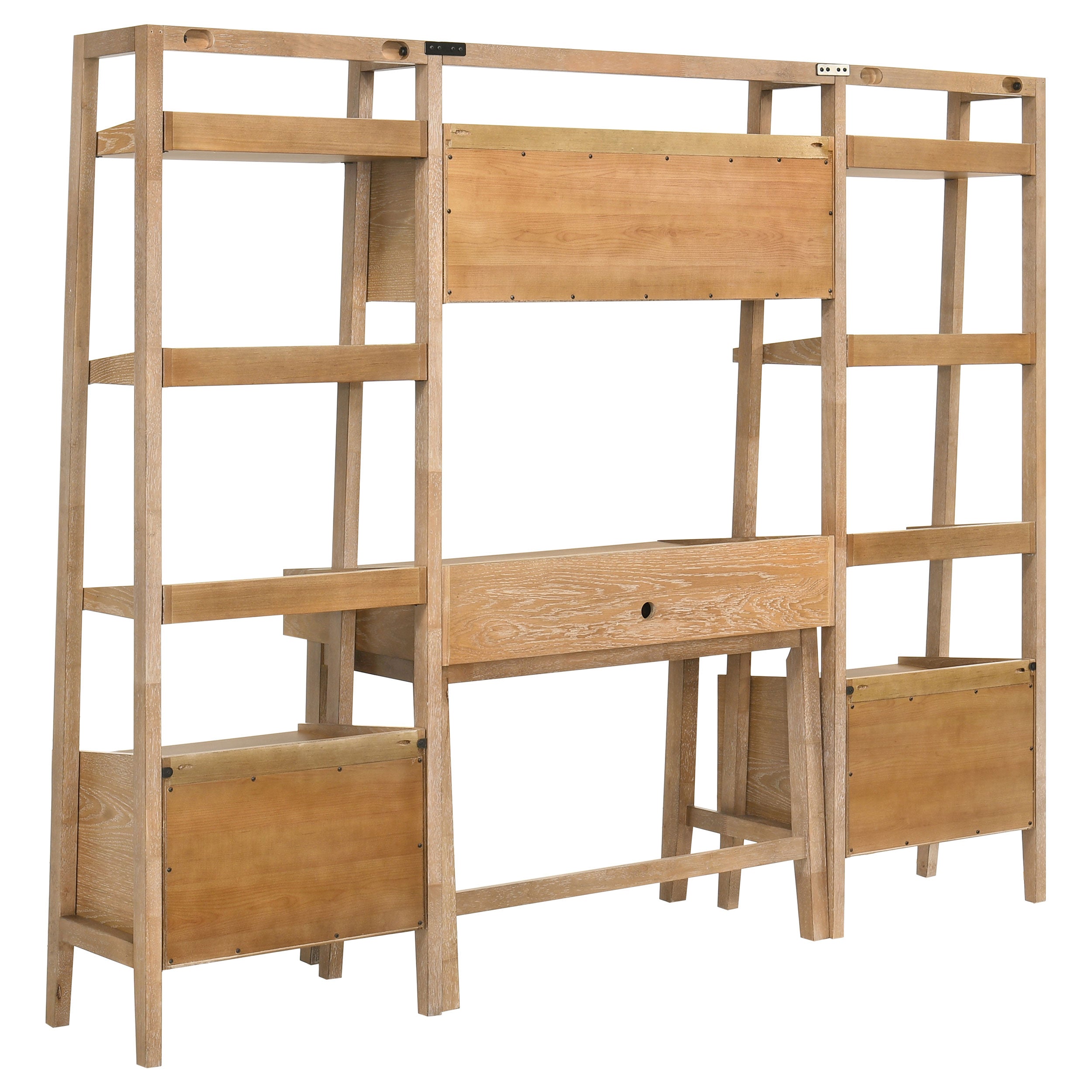 Fabian 4-piece Computer Desk and Bookshelf Set Distressed Light Brown-