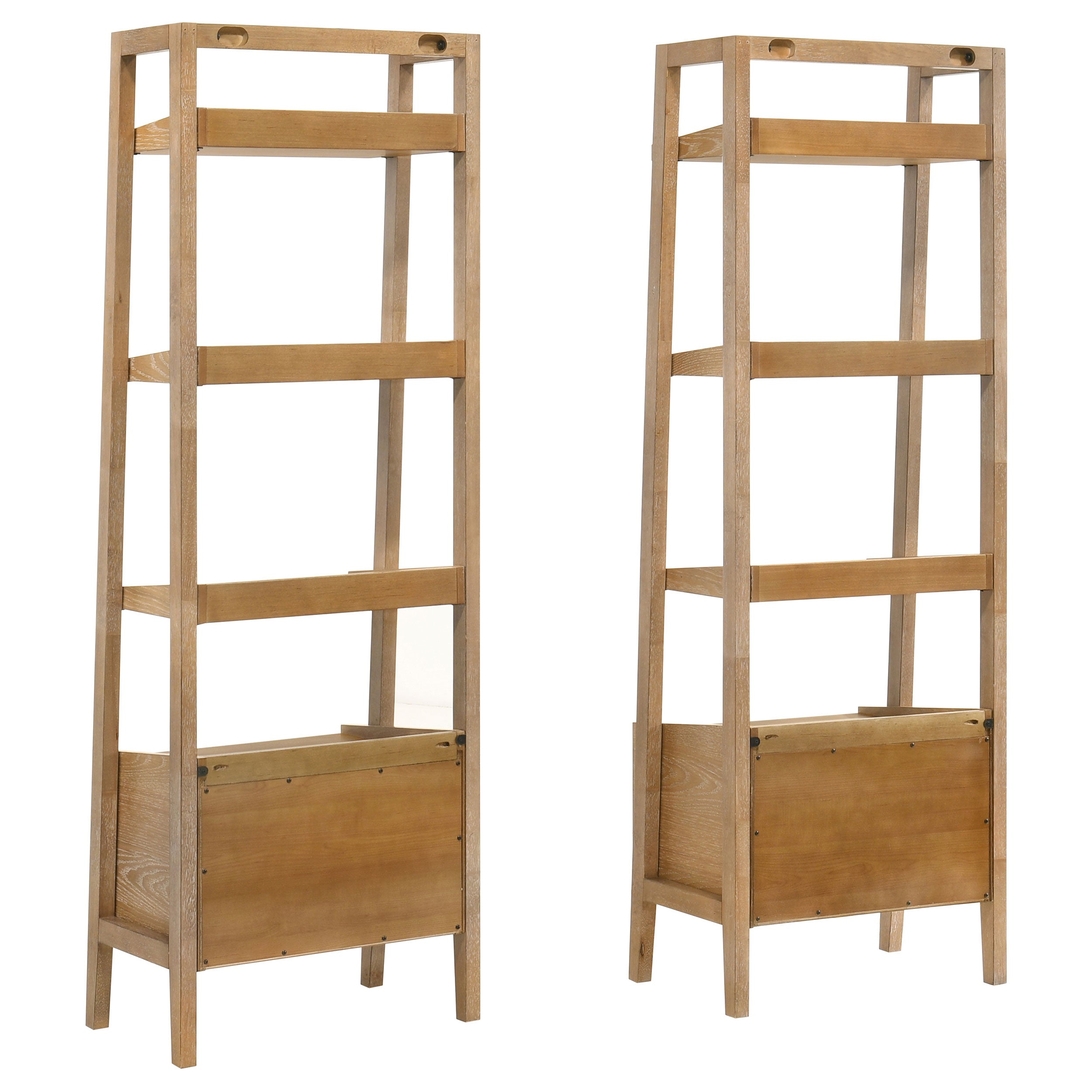 Fabian 2-piece 3-shelf Bookshelf with Drawer Distressed Light Brown-