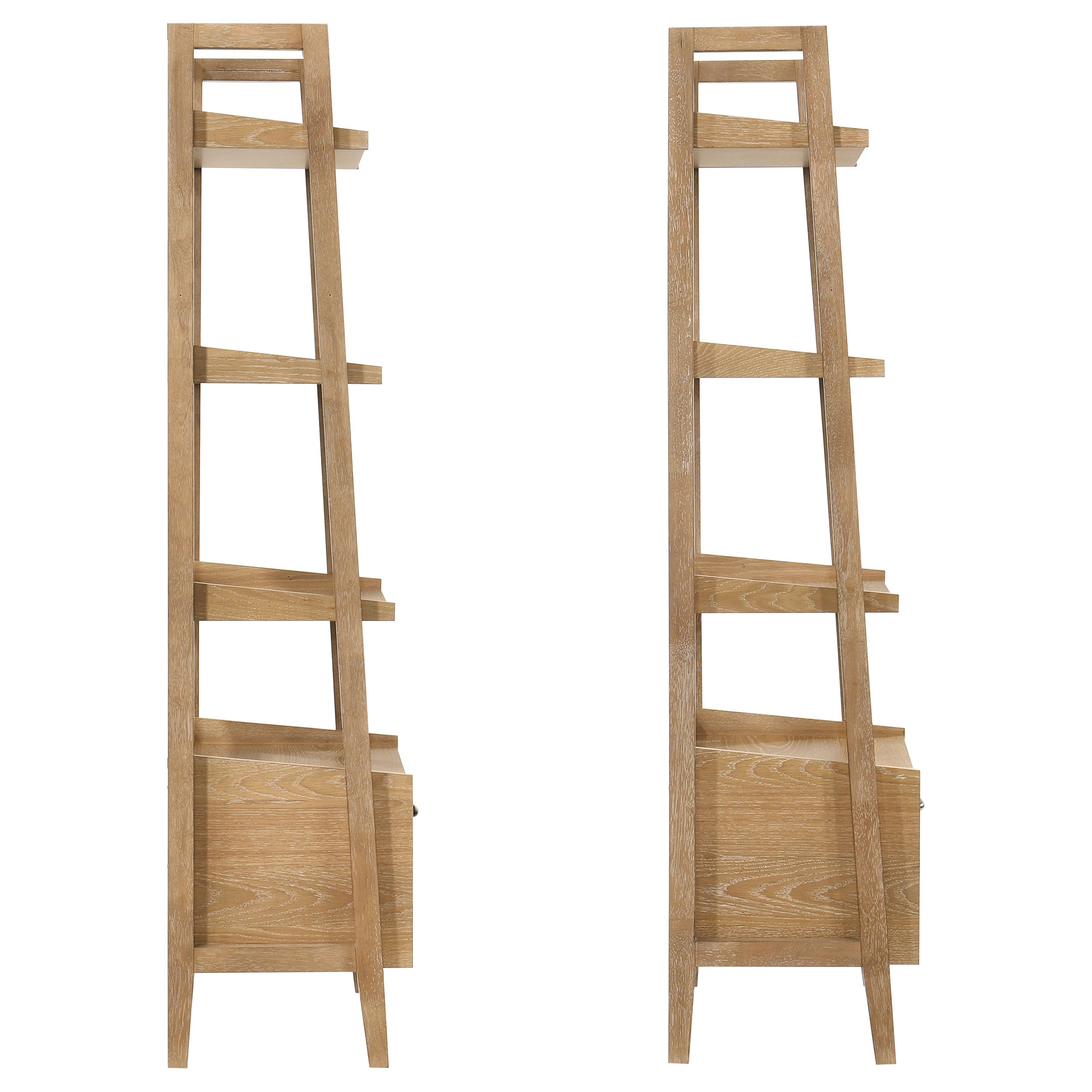 Fabian 2-piece 3-shelf Bookshelf with Drawer Distressed Light Brown-